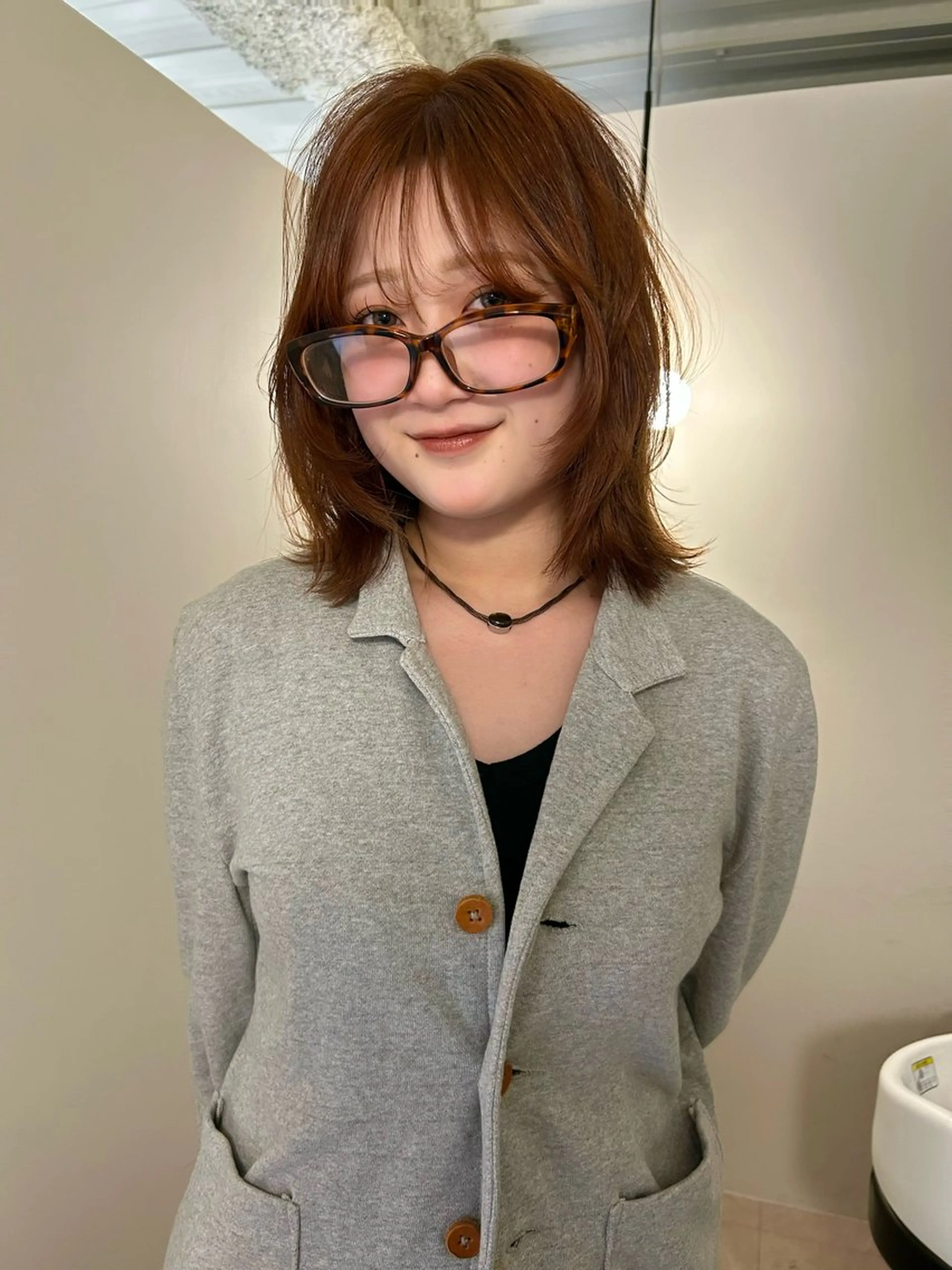 ミディアム カラー オレンジ yewscent / konaのヘアスタイル