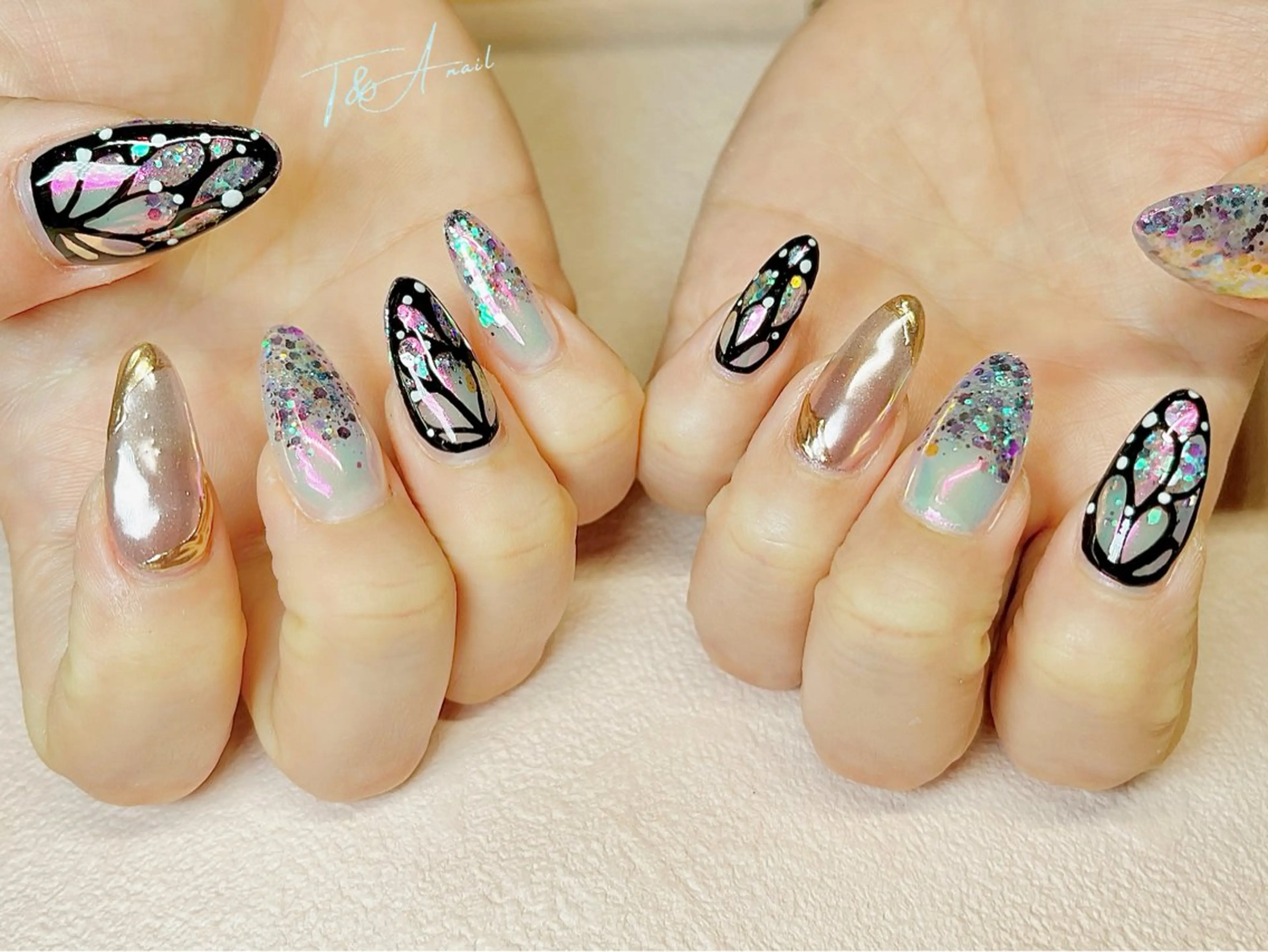 ネイル 長さ出し ジェルネイル スカルプネイル ハンドネイル T&A nailのネイルデザイン