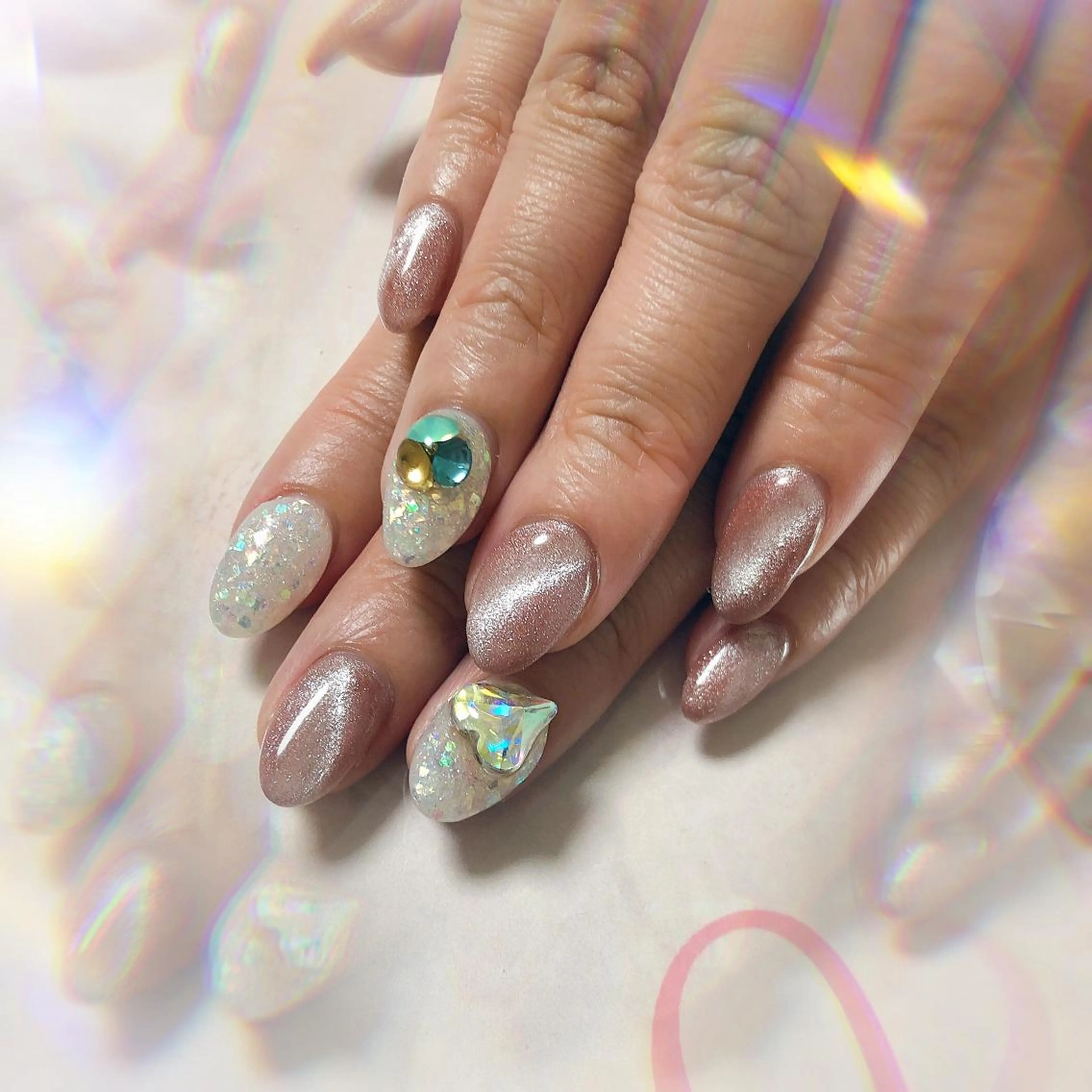 ミディアム ネイル ハンドネイル ハンドケア 💎ビューティサロン 湘南　RIRAN💎のネイルデザイン