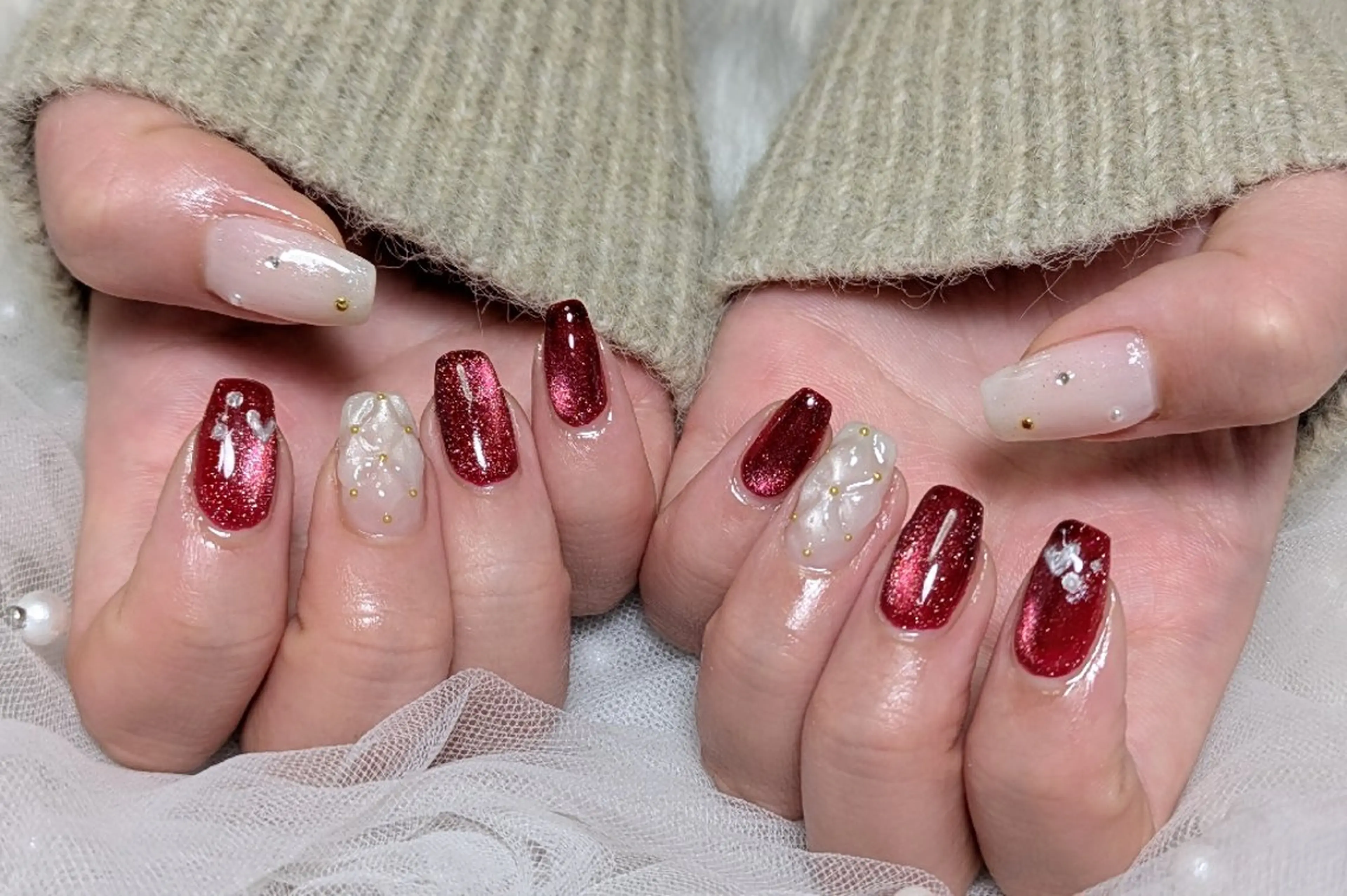 ネイル 持ち込み 赤色 シンプルネイル ハンドネイル m&pPrivate nailsalonのネイルデザイン
