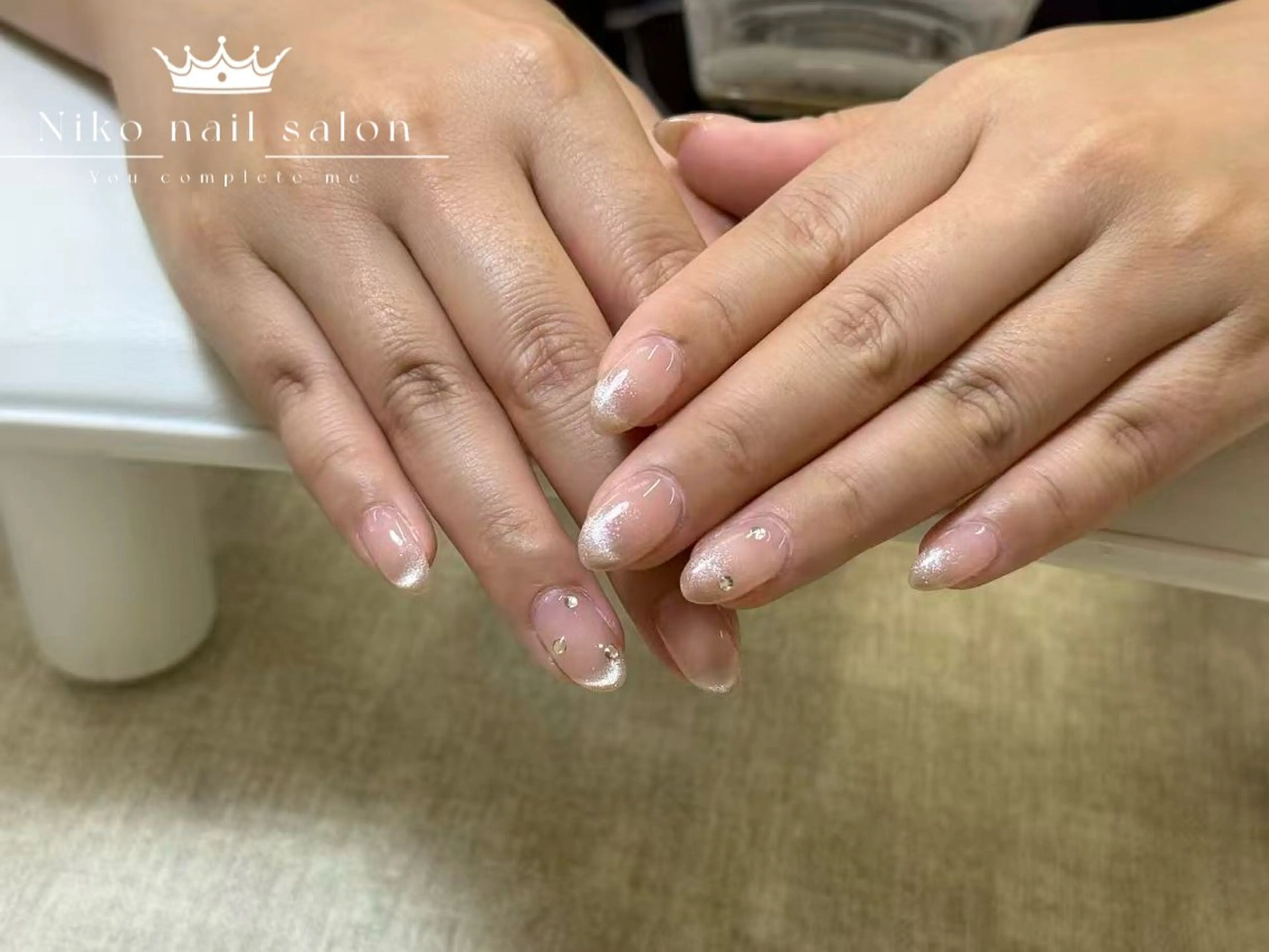 ネイル チークネイル フットネイル フレンチネイル ジェルネイル ガラスフレンチ 柚子 Nikoのネイルデザイン