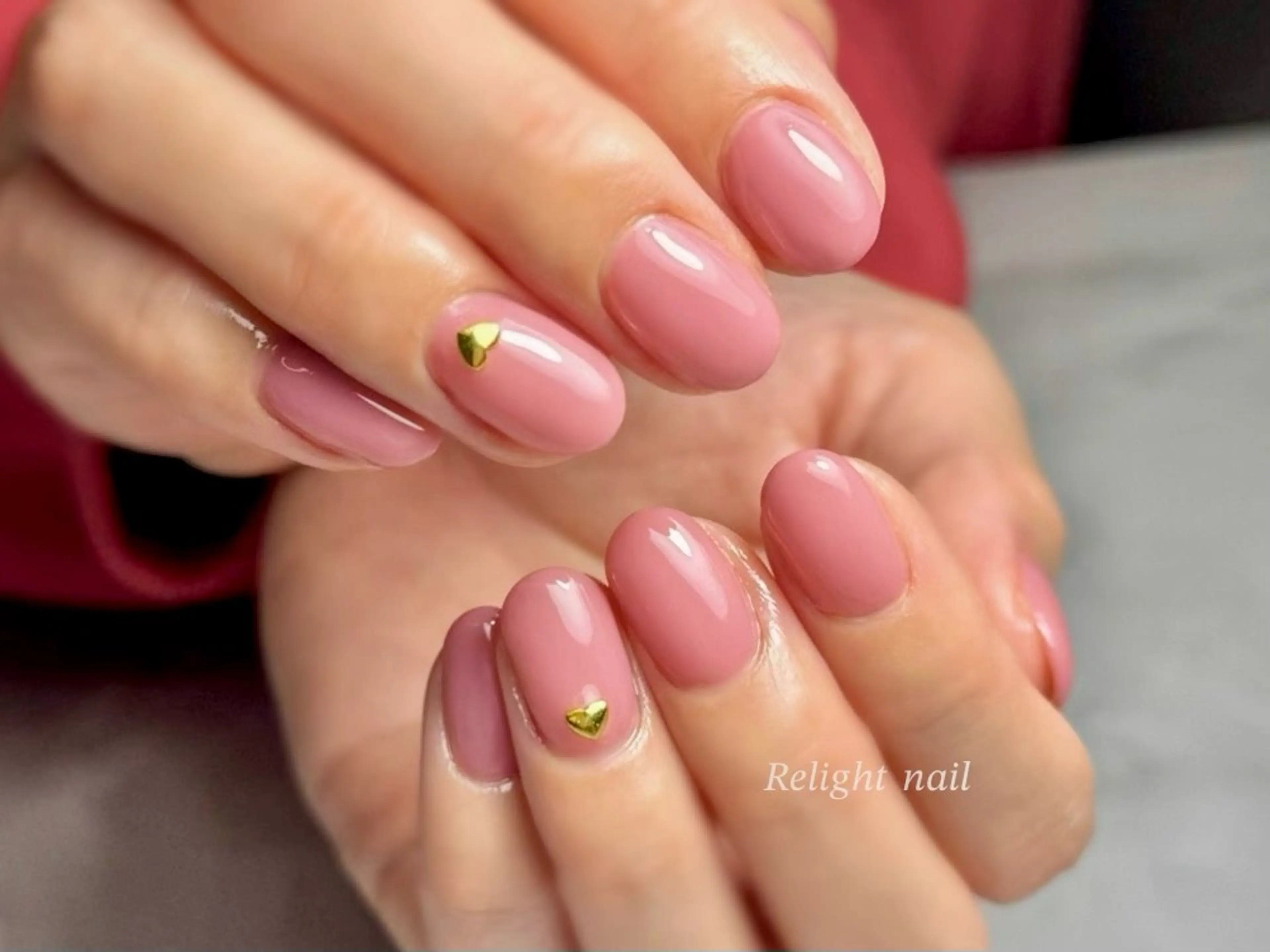 ネイル ワンカラーネイル ピンク 春ネイル ハンドネイル Relight RIEのネイルデザイン
