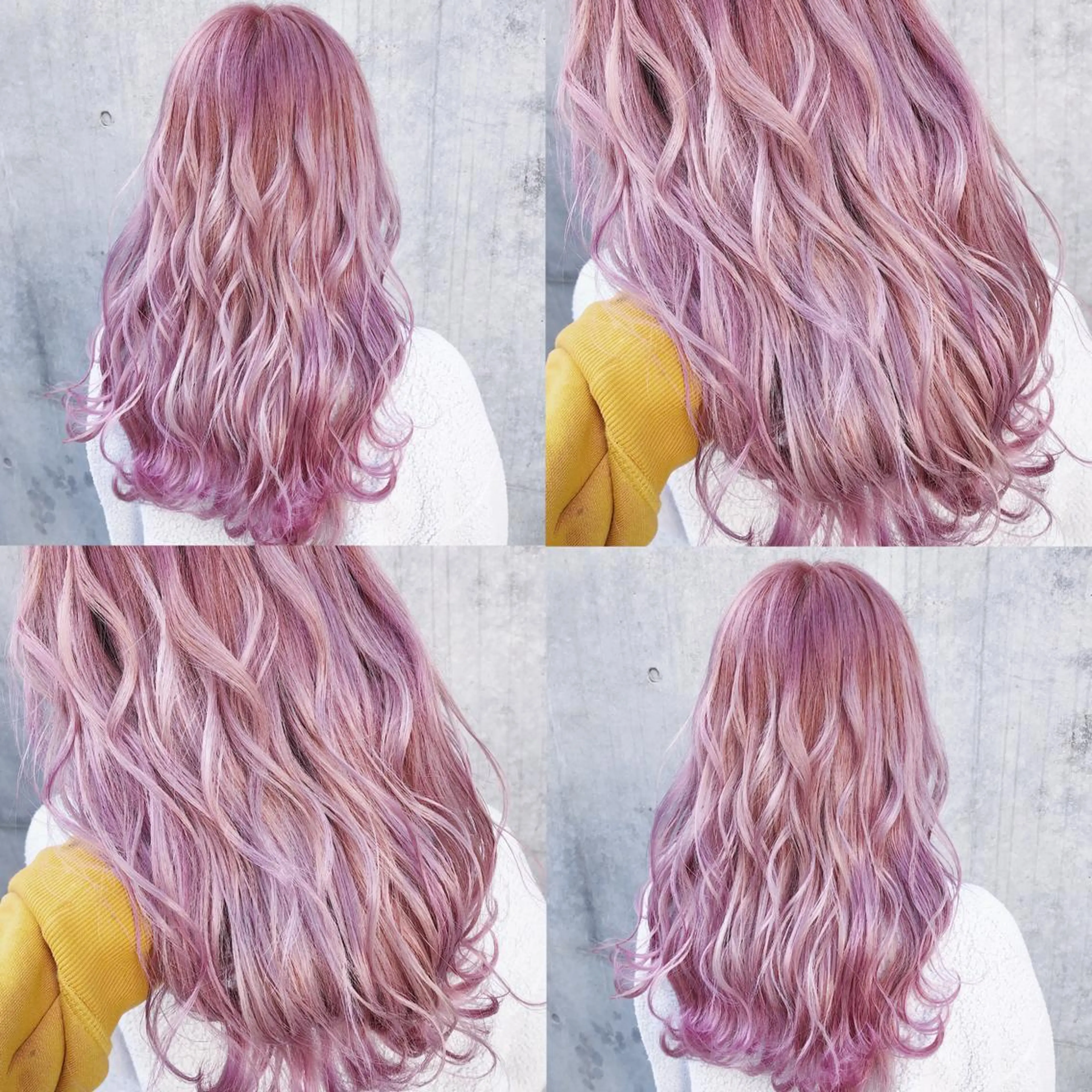 ロング カラー ヘアアレンジ メンズ キッズ ピンクカラー カット ヘアカラー トリートメント 💟Chloe原宿店 🩶ハイトーンのヘアスタイル