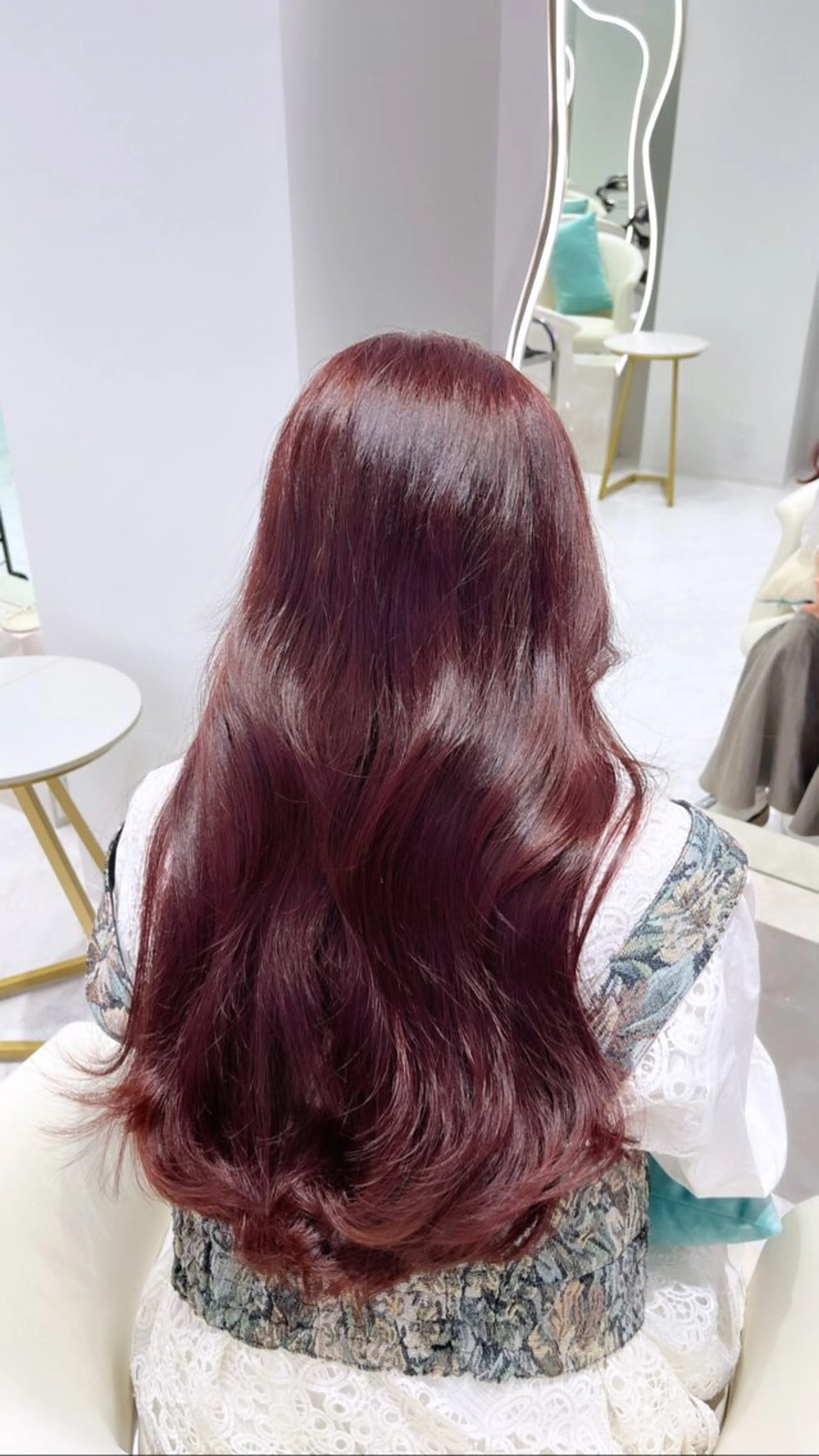 ロング カラー ブリーチ カシス ブリーチなしカラー パープルカラー 名駅/大人韓国ヘア 艶カラー/Rihoのヘアスタイル