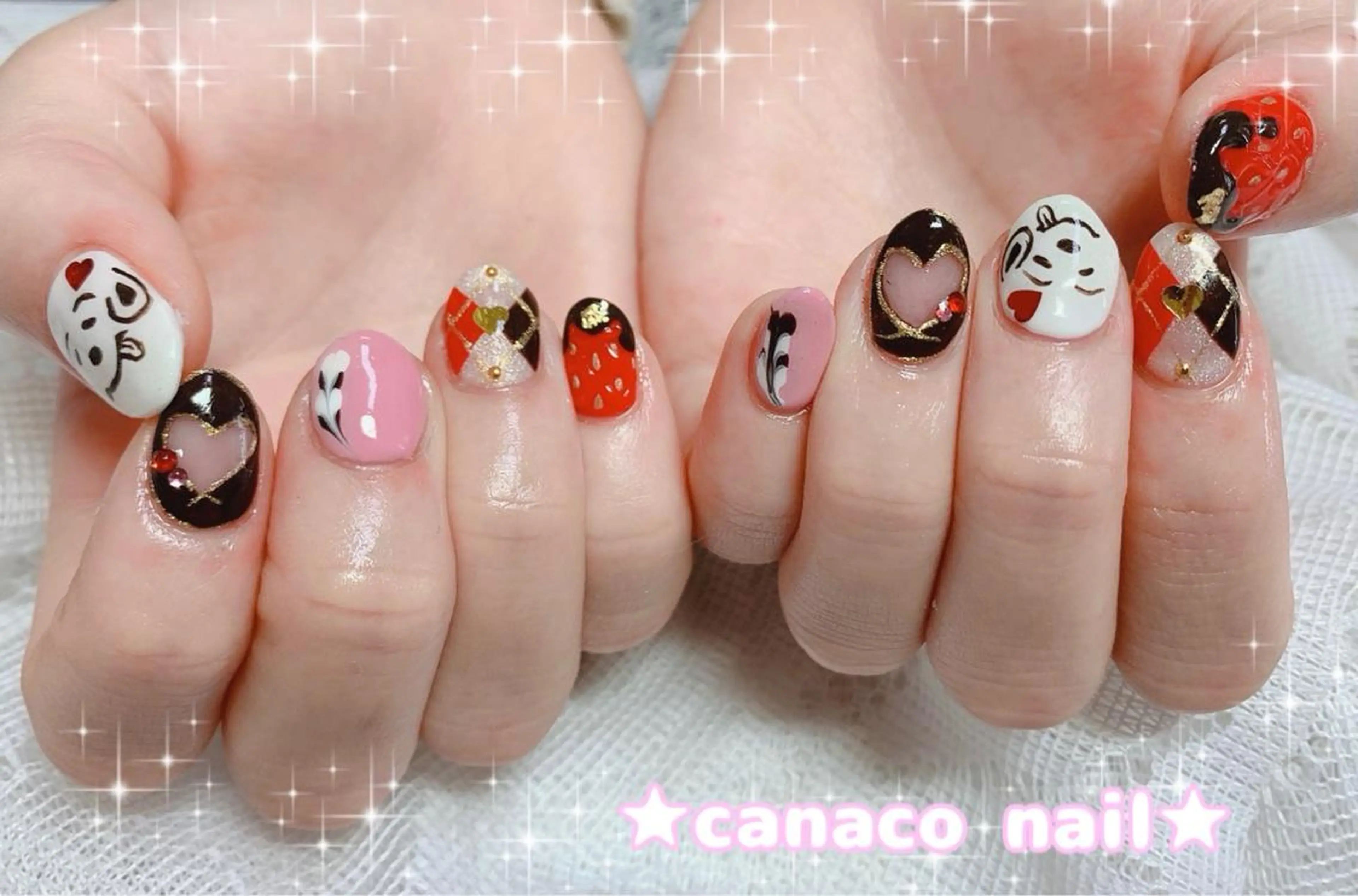 ネイル アートネイル ジェルネイル ガーリー パラジェル ストーンネイル ハンドネイル ハンドケア Felice所属・ベテランネイル cnc  nailのネイルデザイン