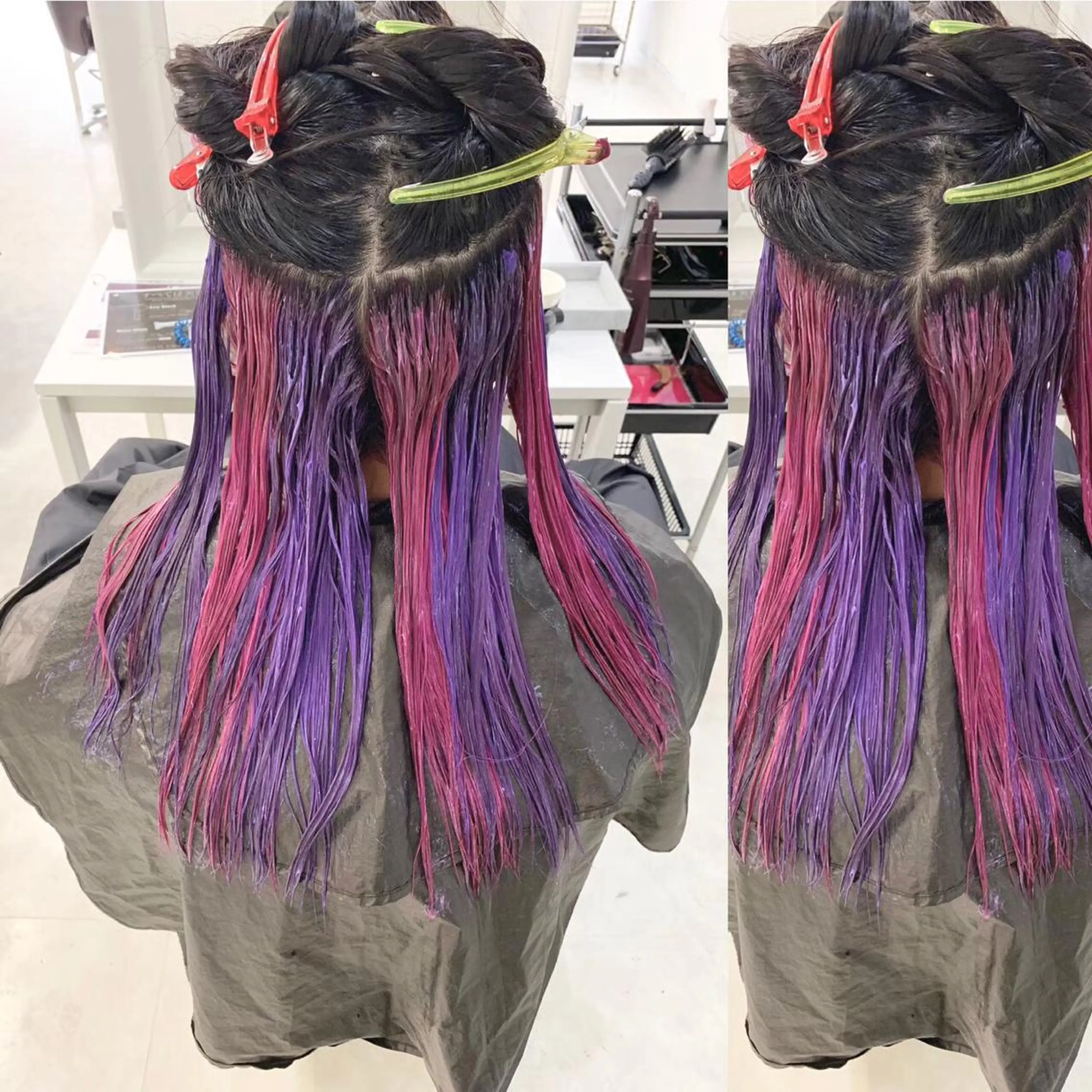 ミディアム カラー JuNブリーチに 縮毛矯正するプロのヘアスタイル