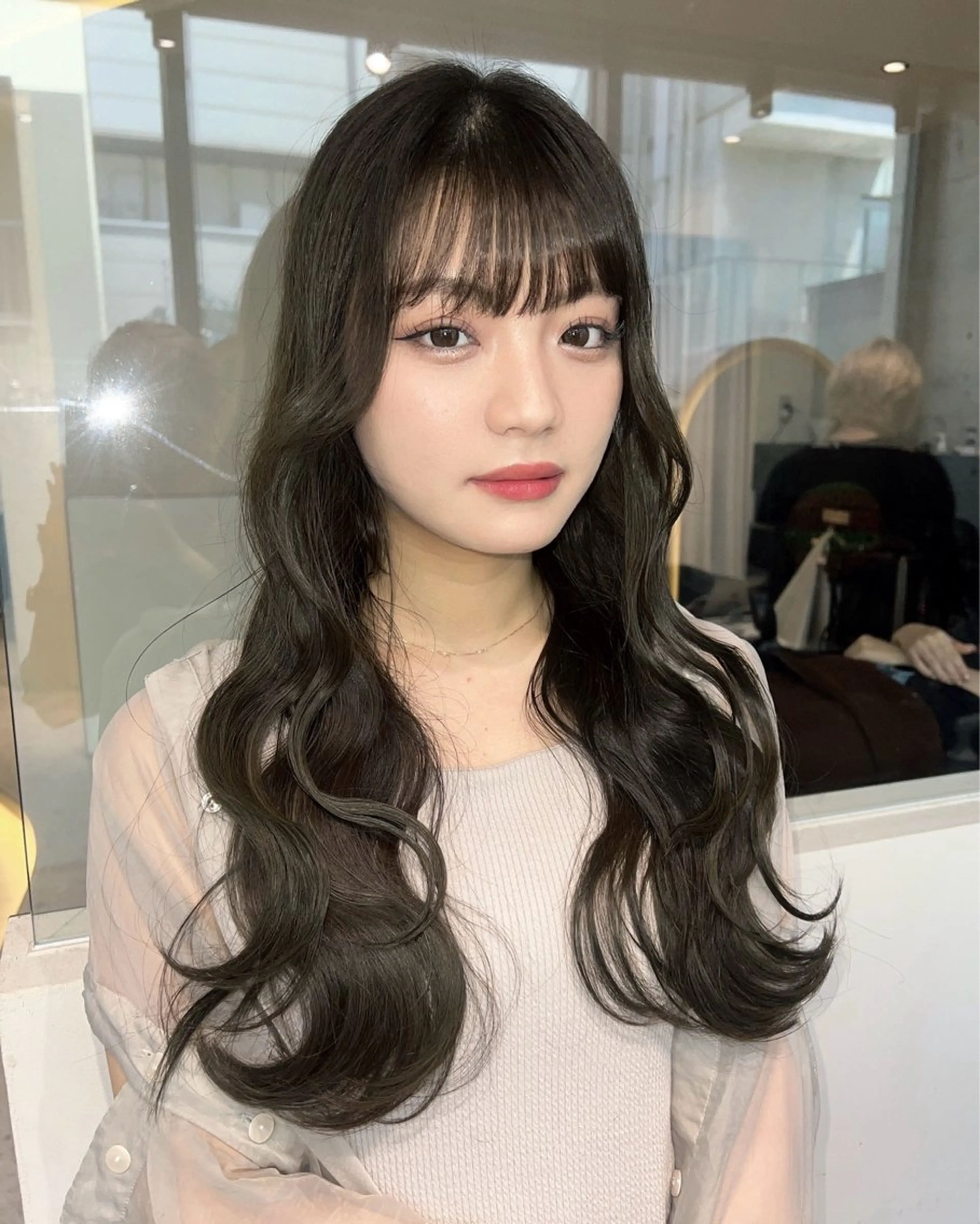 ロング カット ヘアカラー トリートメント 顔周り🇰🇷韓国 レイヤー/モエのヘアスタイル