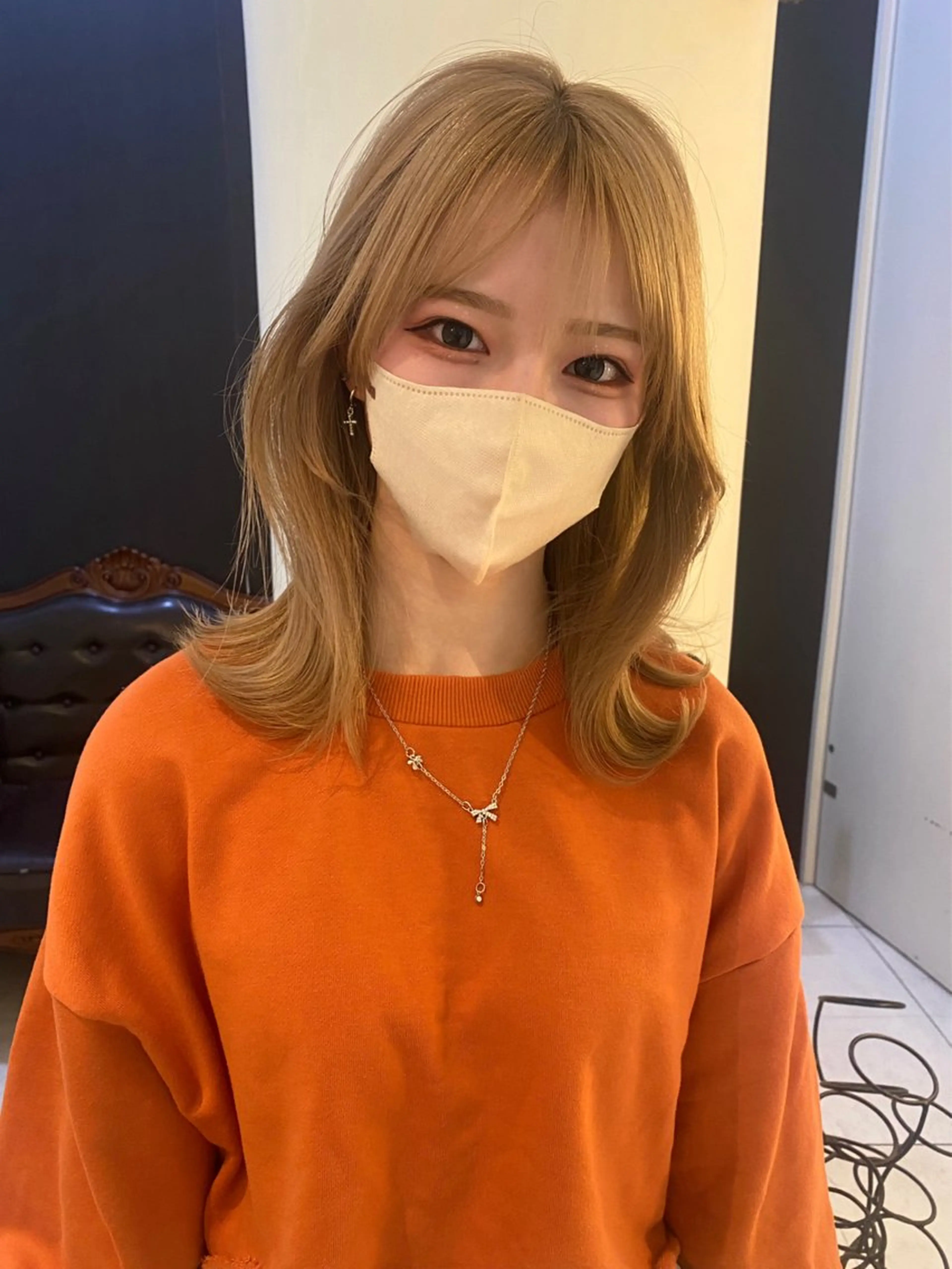 ミディアム カラー ブリーチ オレンジ カット ヘアカラー トリートメント mai / linoah˚✧のヘアスタイル