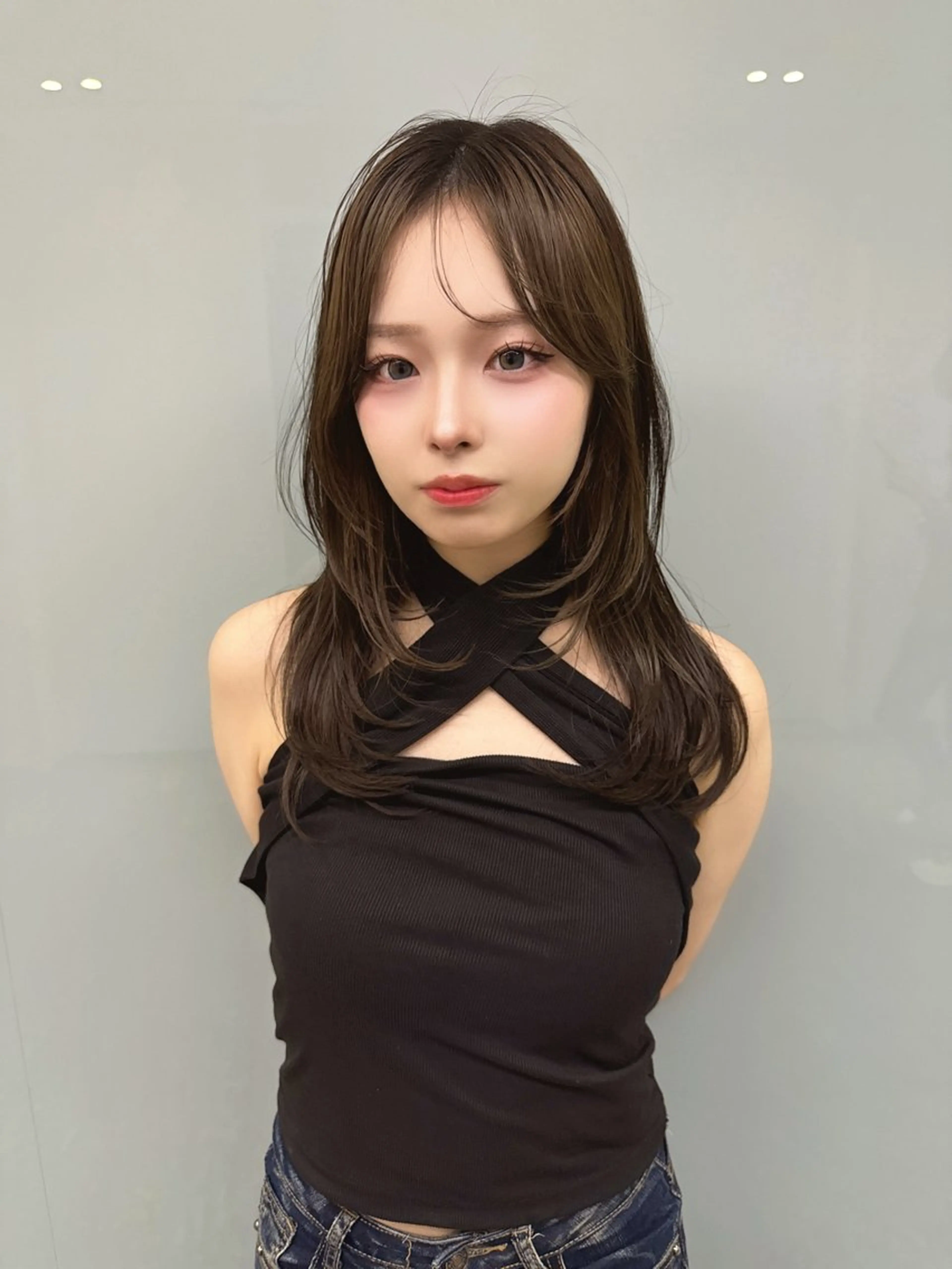 セミロング カット ヘアカラー MASHU韓国ヘア/ レイヤー/透明感カラのヘアスタイル