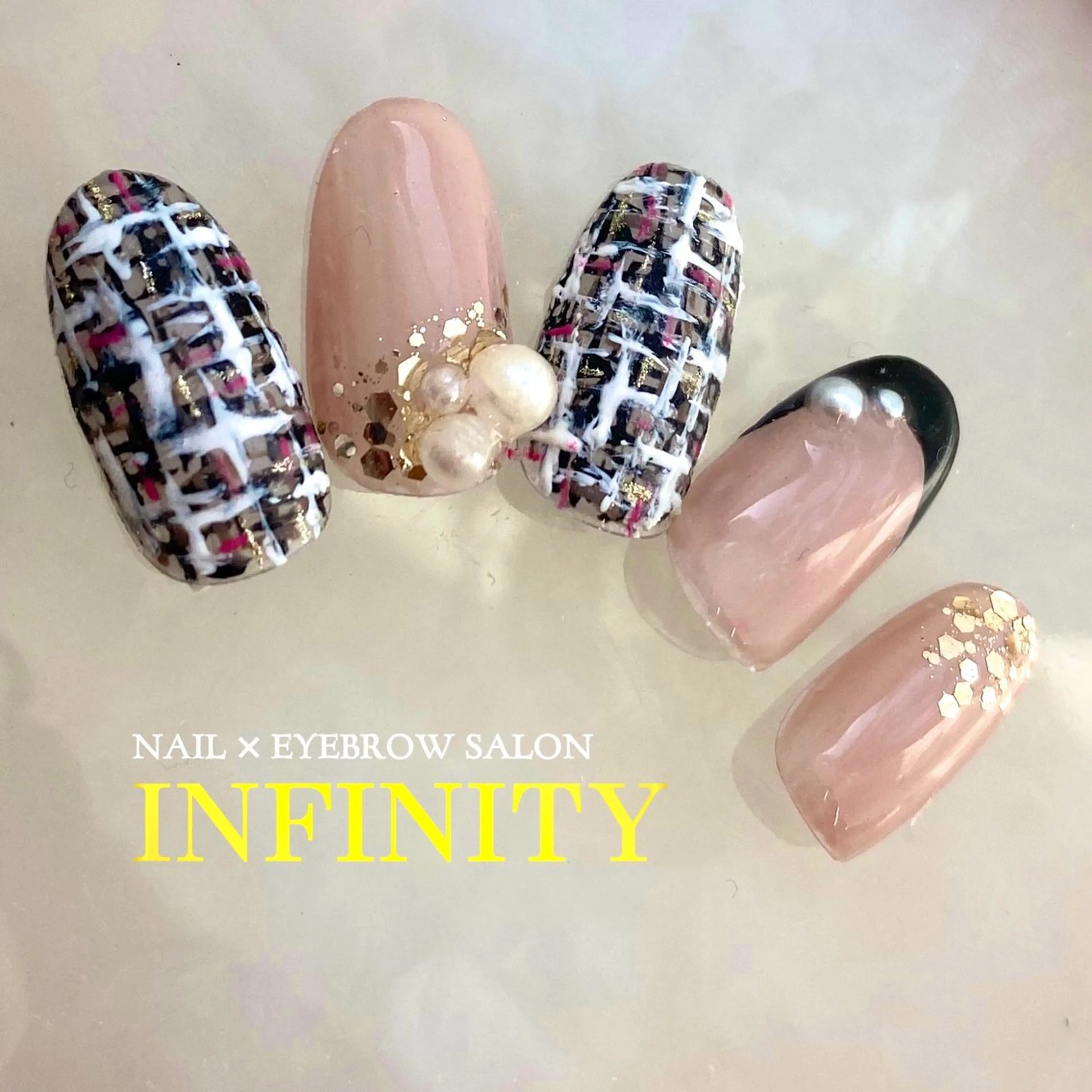ネイル ツイードネイル 冬ネイル クリスマス ハンドネイル INFINITY所属・INFINITY nailのネイルデザイン