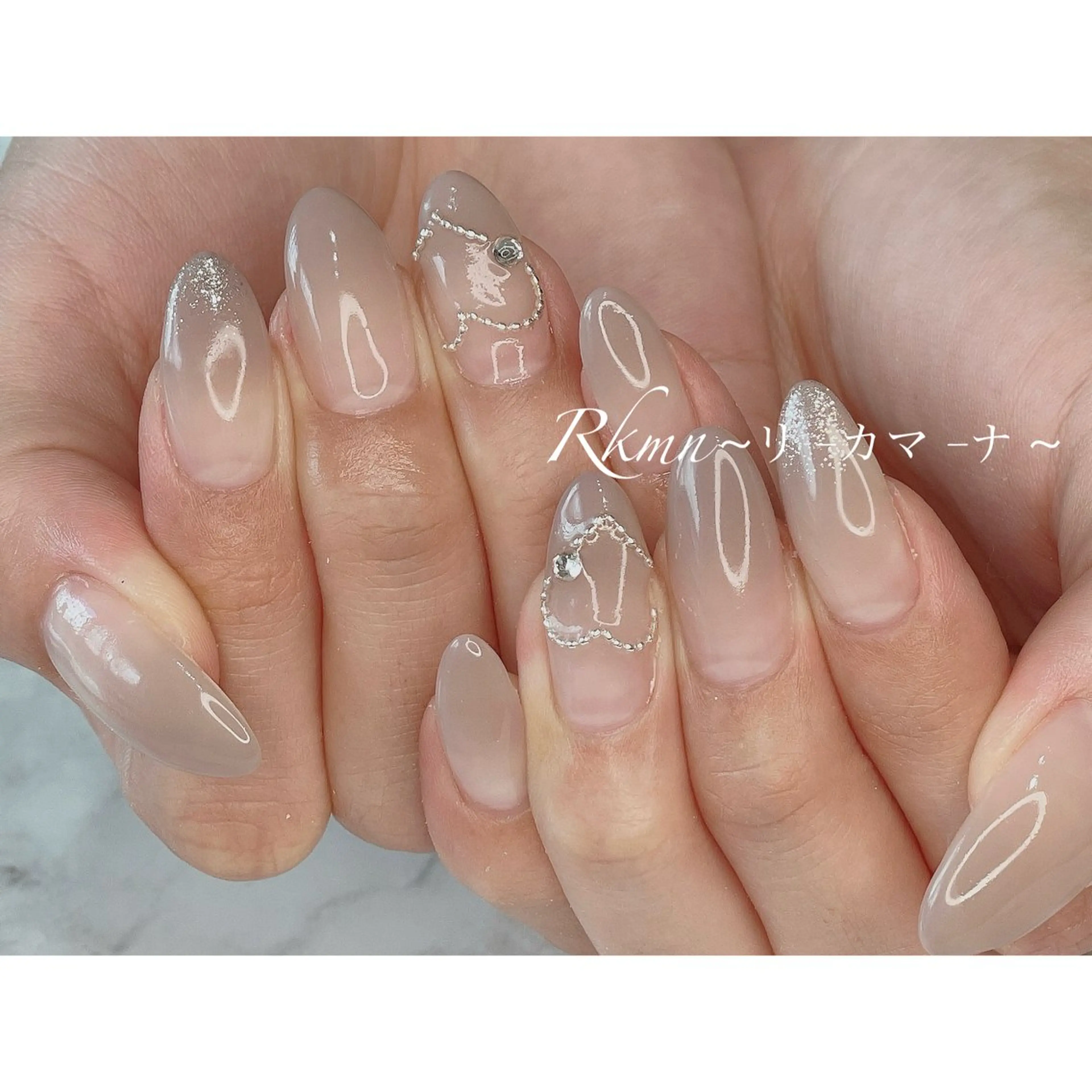 ネイル アートネイル グラデーション ハート ラメ(グリッター) 春ネイル ハンドネイル フットネイル ハンドケア Rkmn ~リ-カマ-ナ~のネイルデザイン