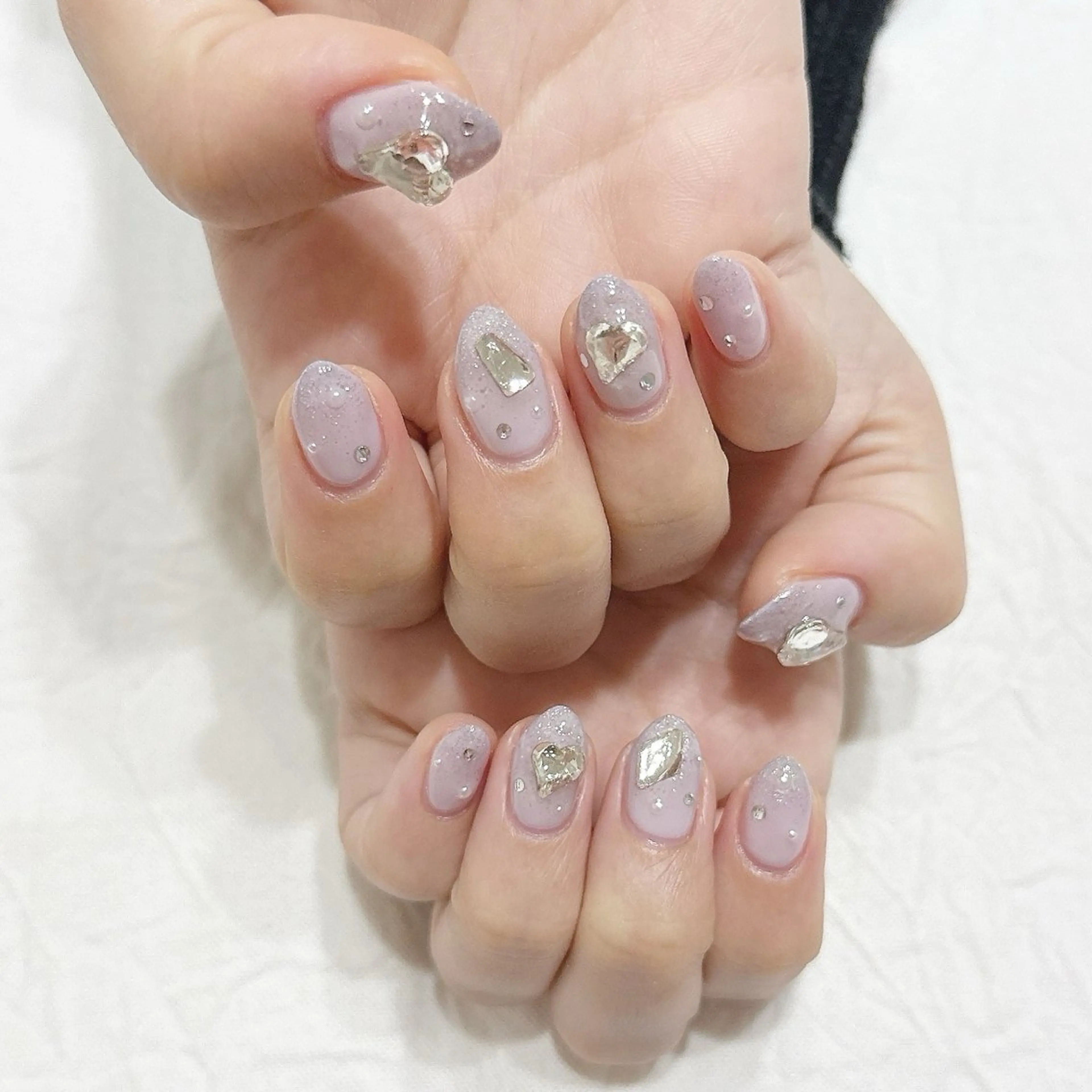 ネイル ラメ(グリッター) ラメグラデーション パステルネイル パープル シルバー ハンドネイル peaberry nailのネイルデザイン