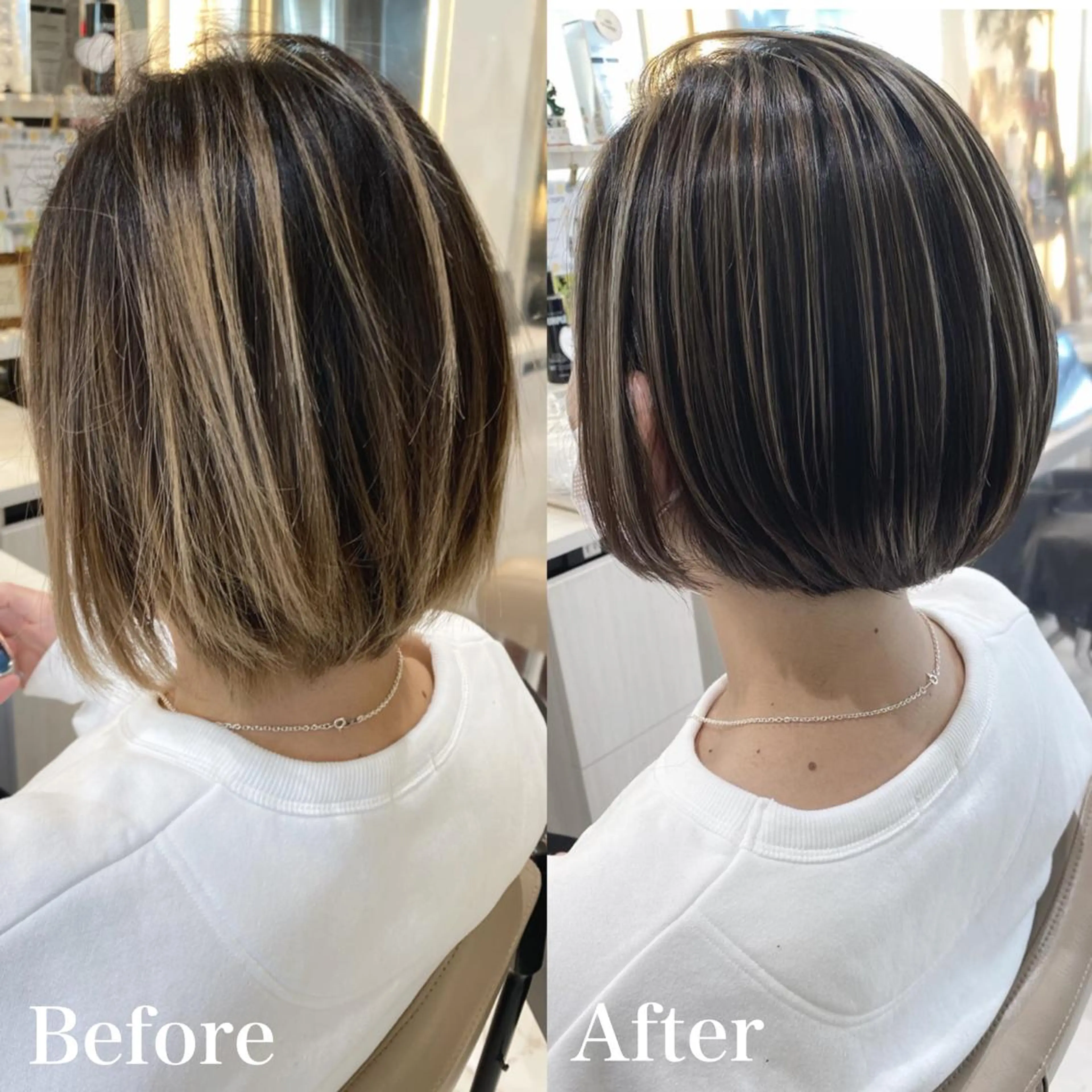 ミディアム カラー バレイヤージュ 髪質改善 レイヤーカット カット ヘアカラー トリートメント 山崎俊輔/髪質改善 /バレイヤージュのヘアスタイル