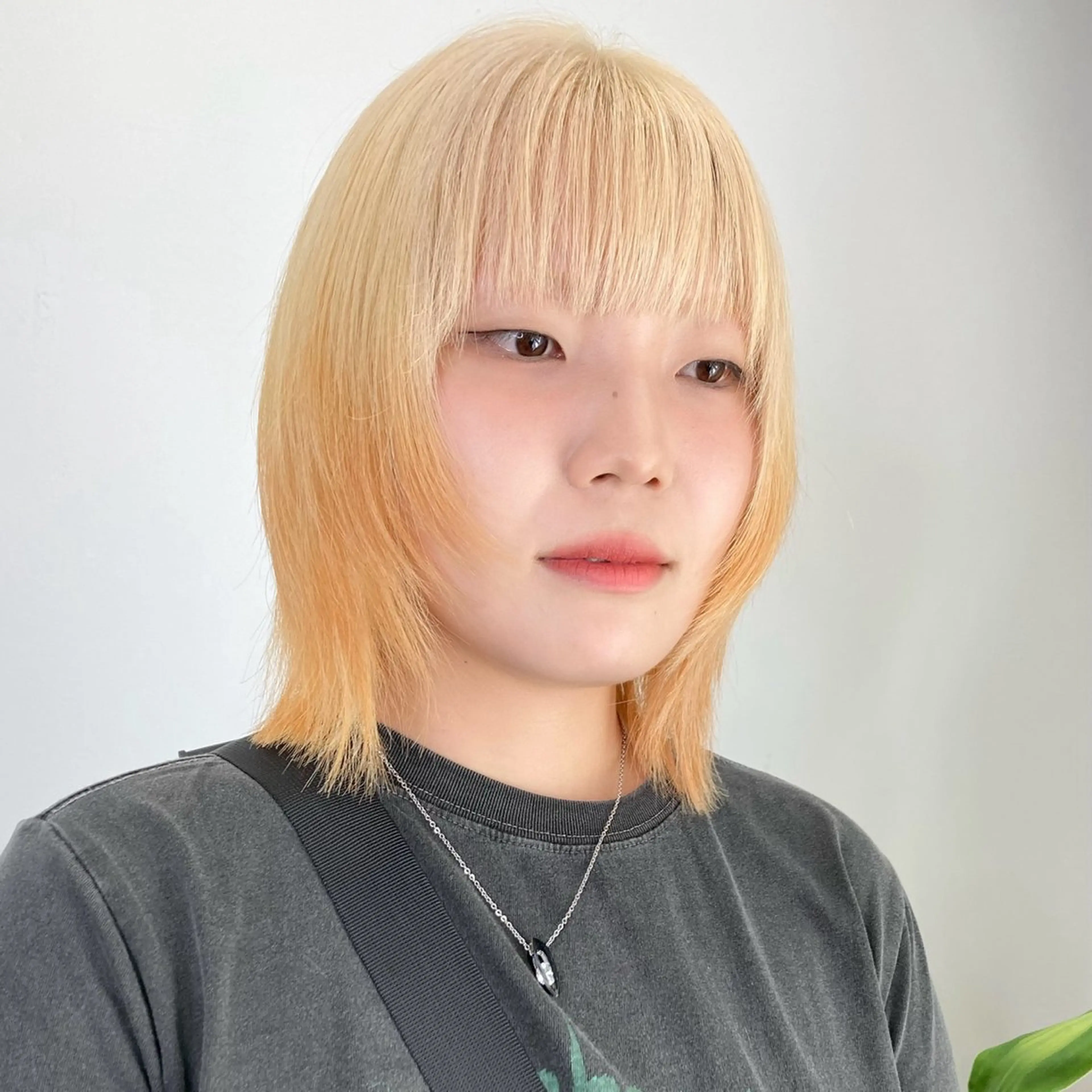 ミディアム カラー ヘアアレンジ 黒髪 ブリーチ 抜きっぱなしブロンド ブロンド ケアブリーチ カット ヘアカラー トリートメント 韓国ヘア×髪質 改善🇰🇷シオリのヘアスタイル