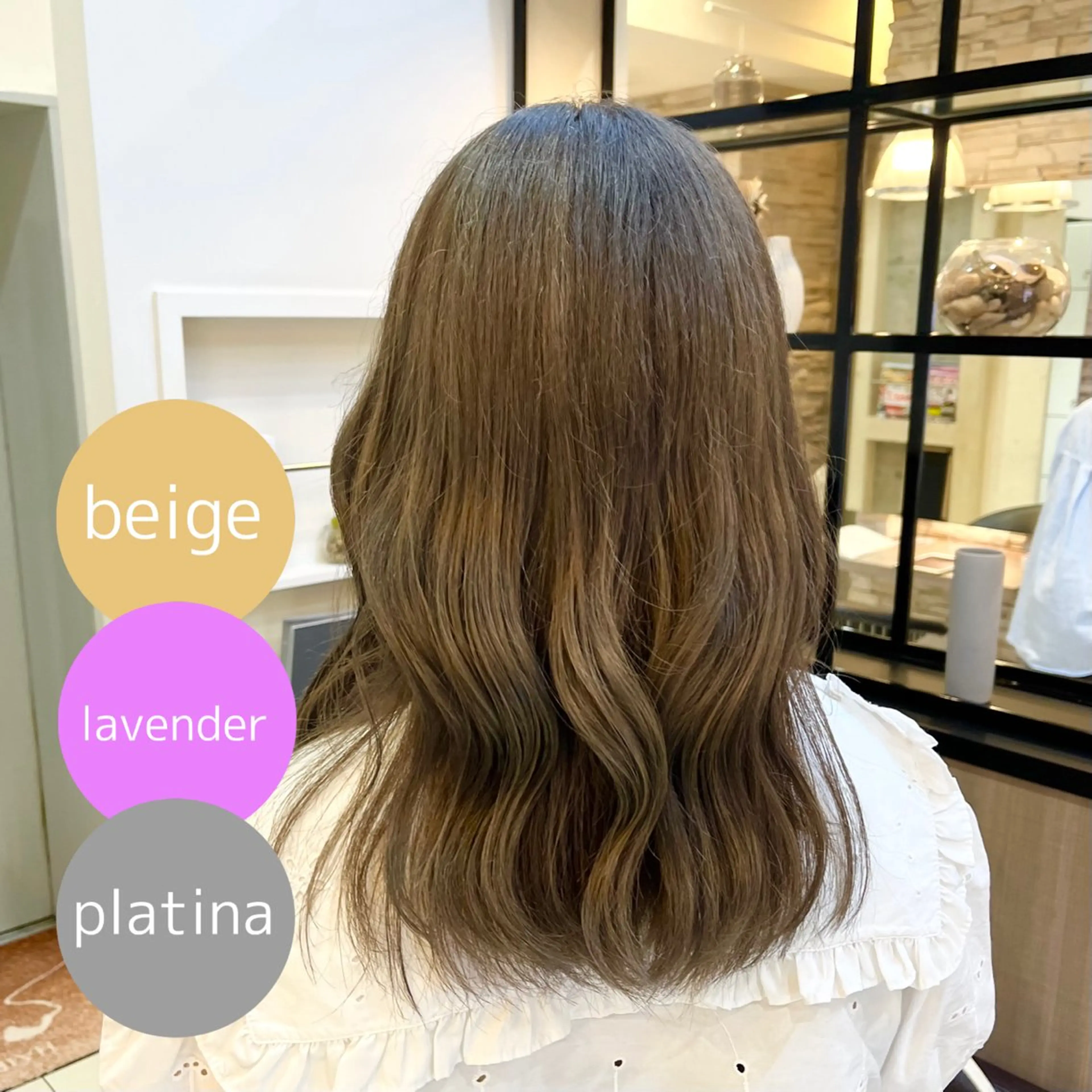 セミロング カラー ベージュカラー グレージュ ミルクティーベージュ ミルクティーグレージュ カット ヘアカラー トリートメント 透明感カラー/ くびれヘア/館岡俊平のヘアスタイル