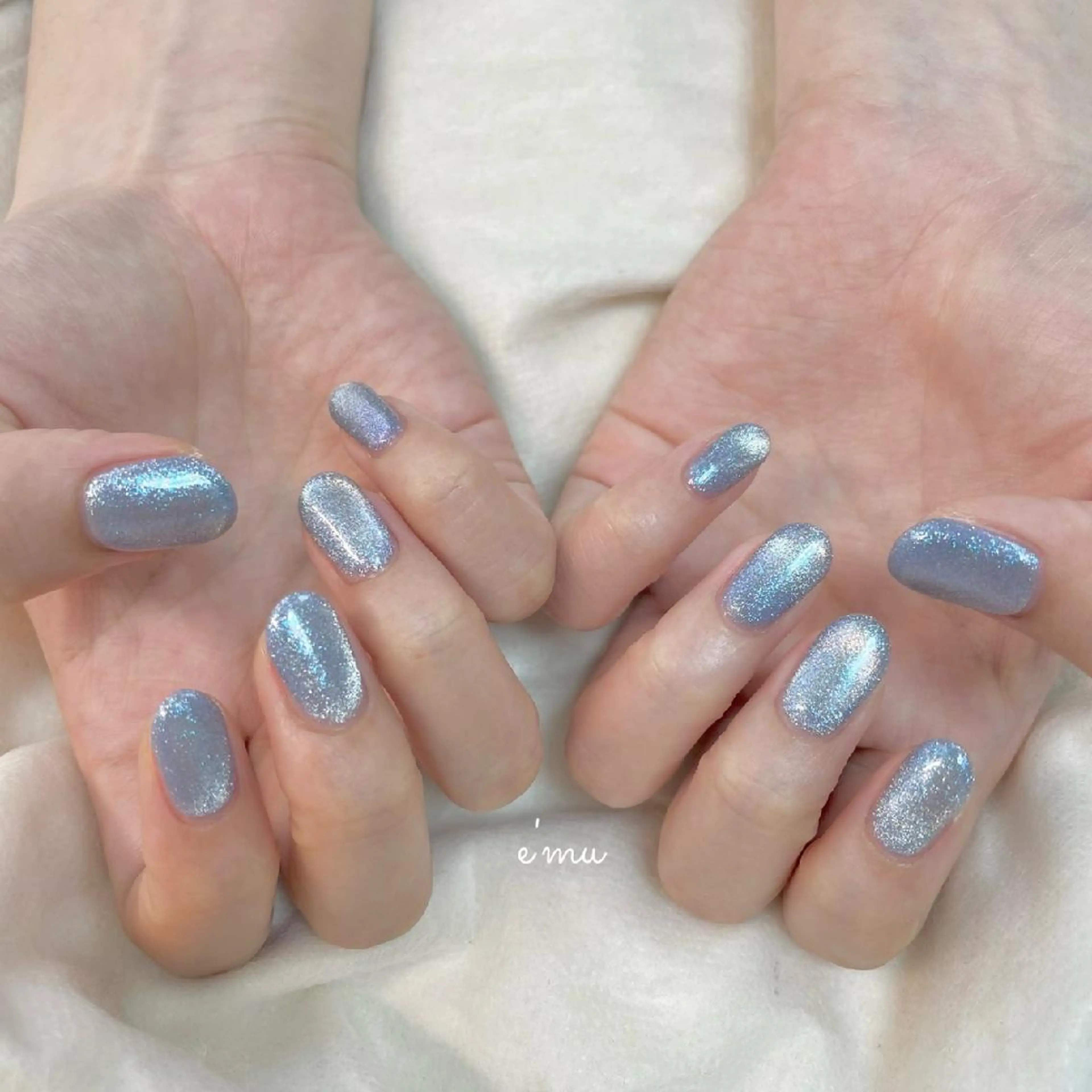 ネイル 氷ネイル・うるうるネイル キラキラネイル マグネットネイル ハンドネイル nail salon e'mu💐のネイルデザイン