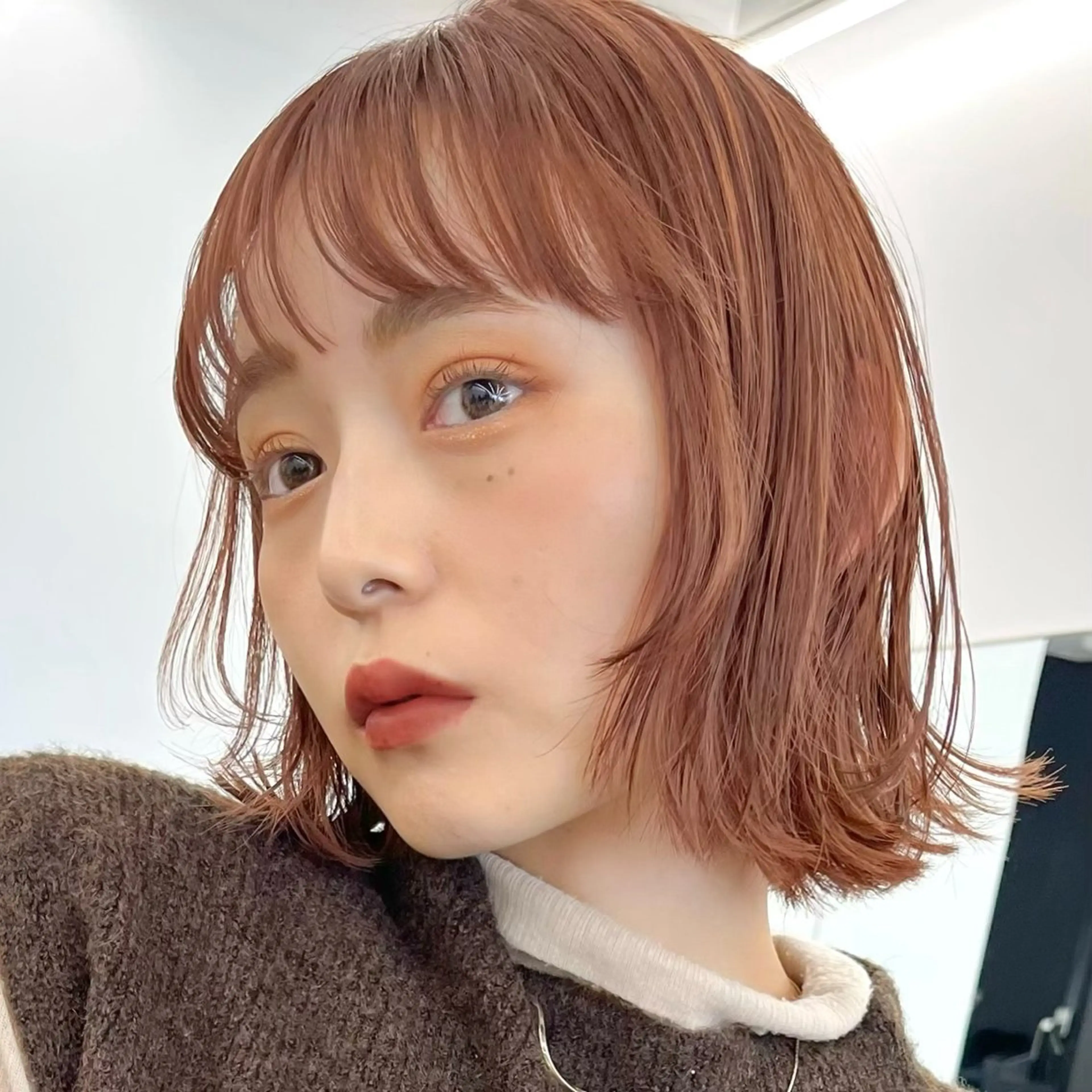 ミディアム カラー 暖色/艶髪/ボブ/ ショート/Ayaのヘアスタイル