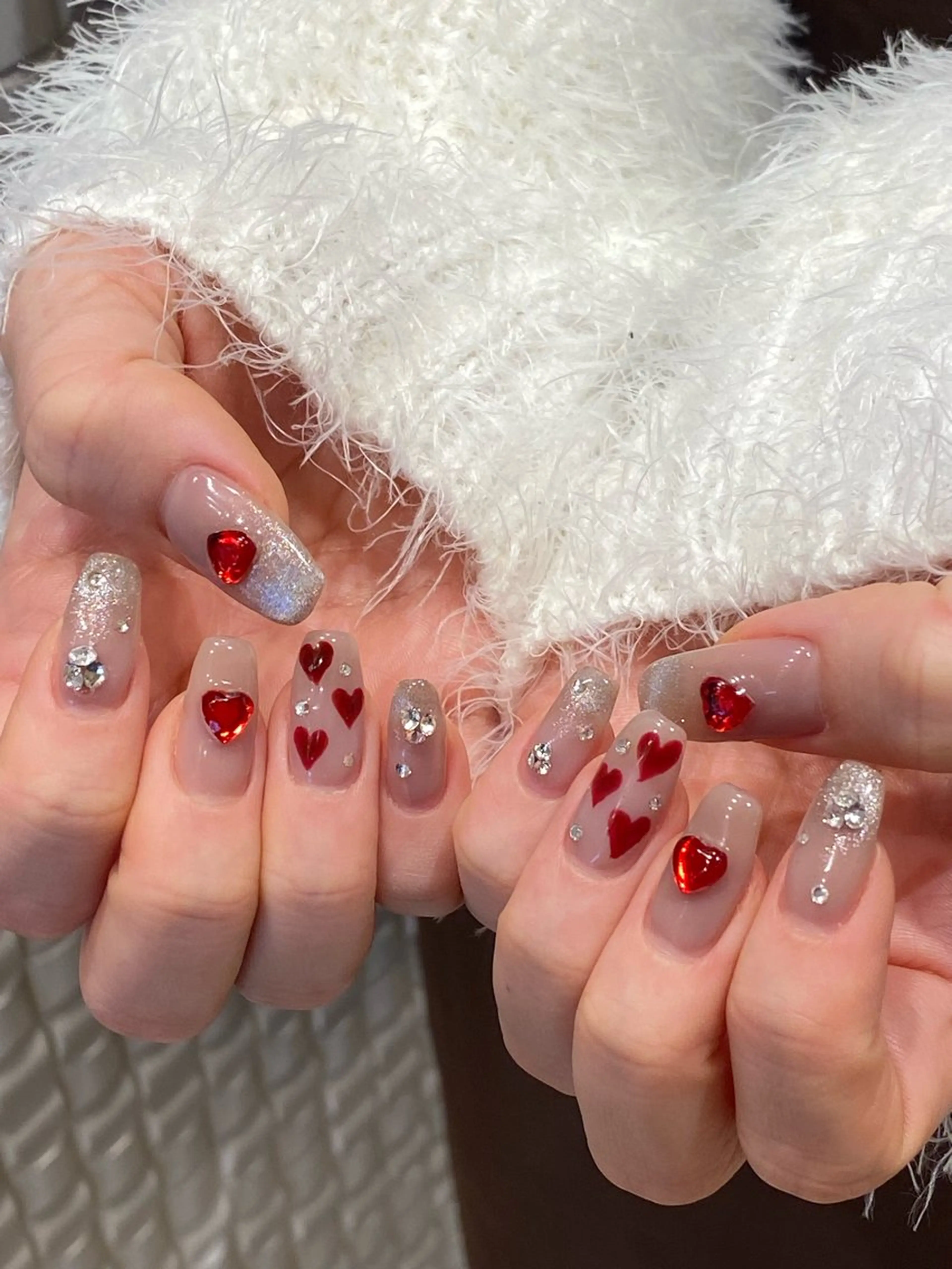 ネイル バレンタイン ハンドネイル 🦋 りえ🦋のネイルデザイン