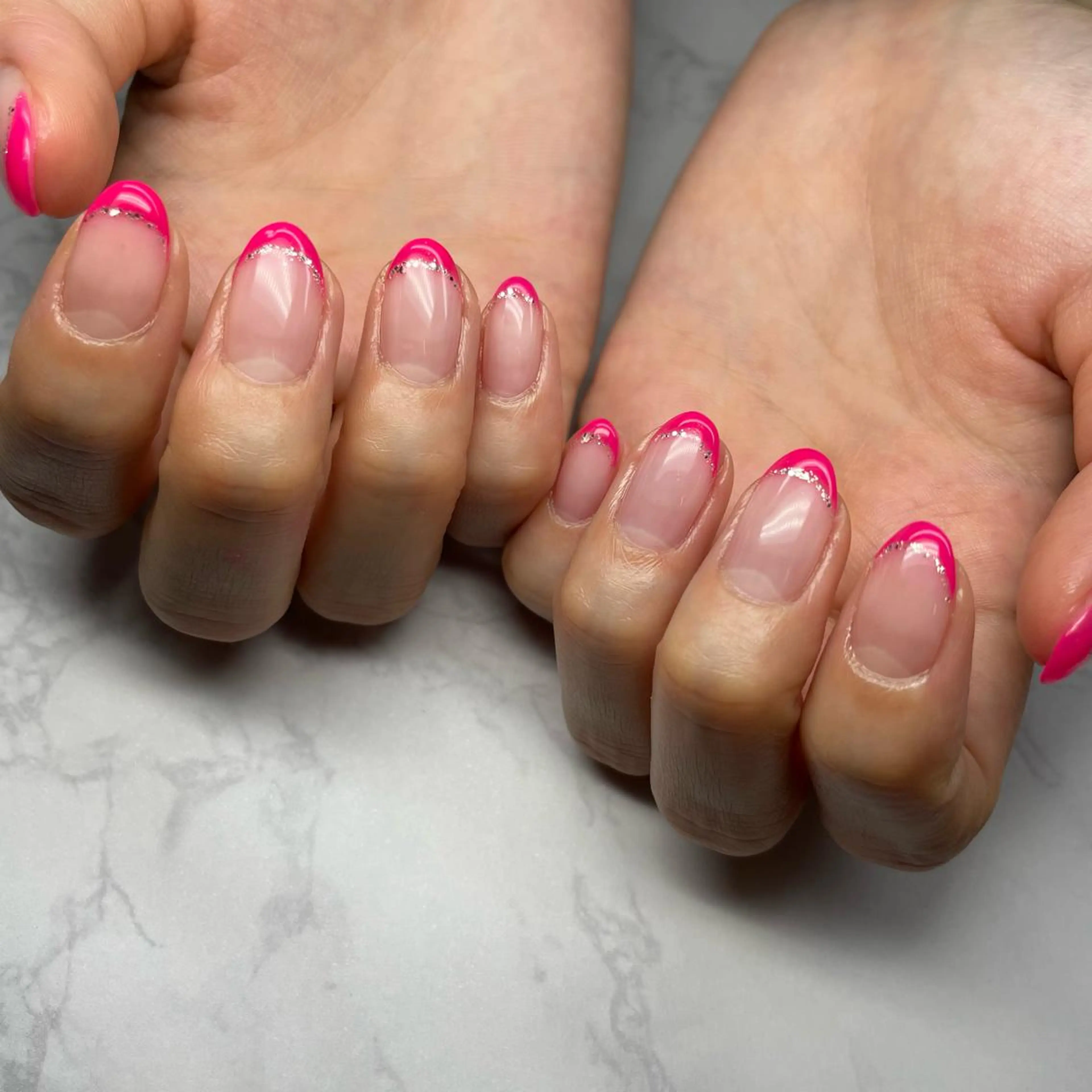 ネイル フレンチネイル ラメ(グリッター) 369所属・🐕 369のネイルデザイン