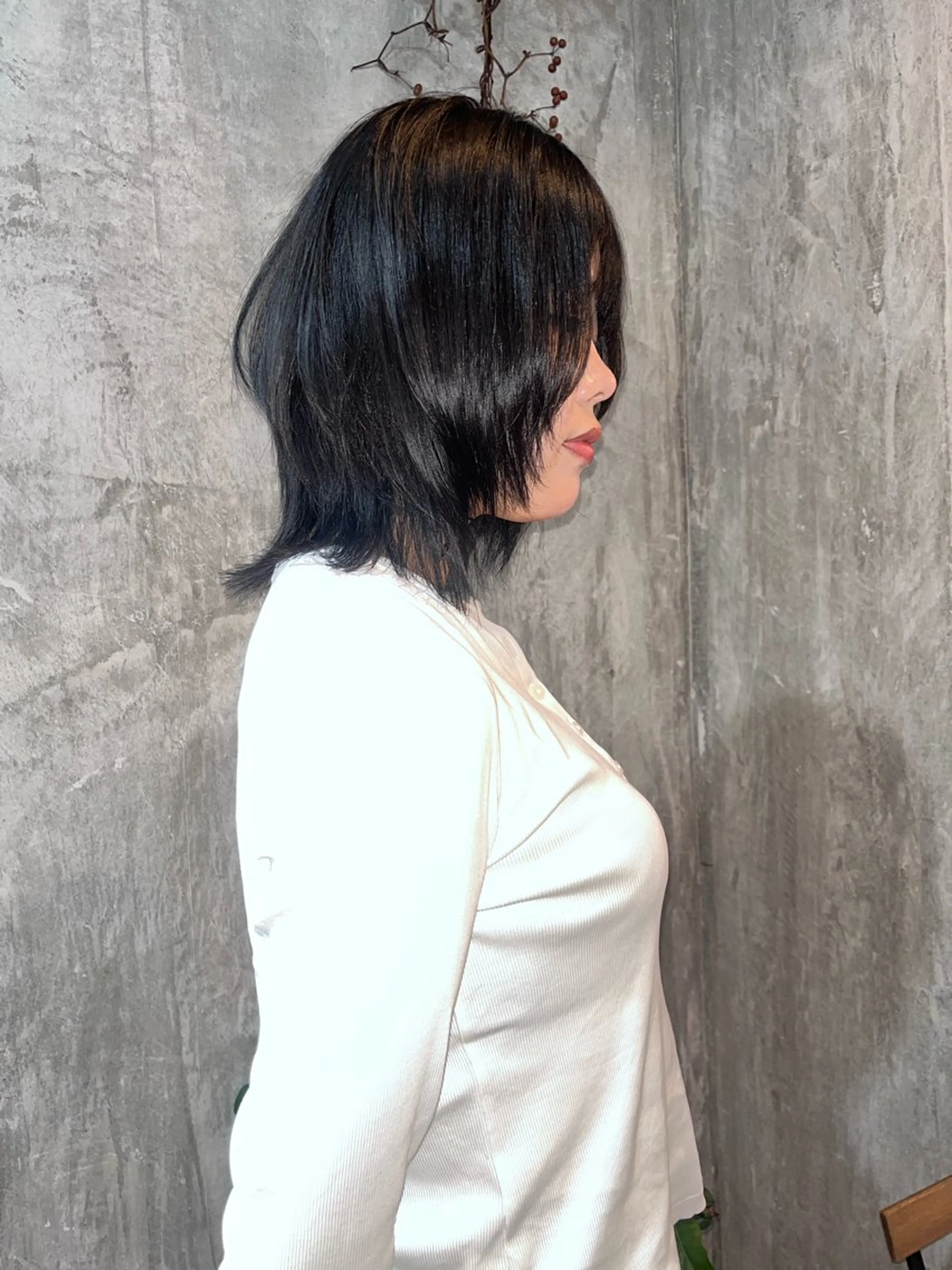 ミディアム カラー ハッシュカット カット ヘアカラー トリートメント niko RINKAのヘアスタイル