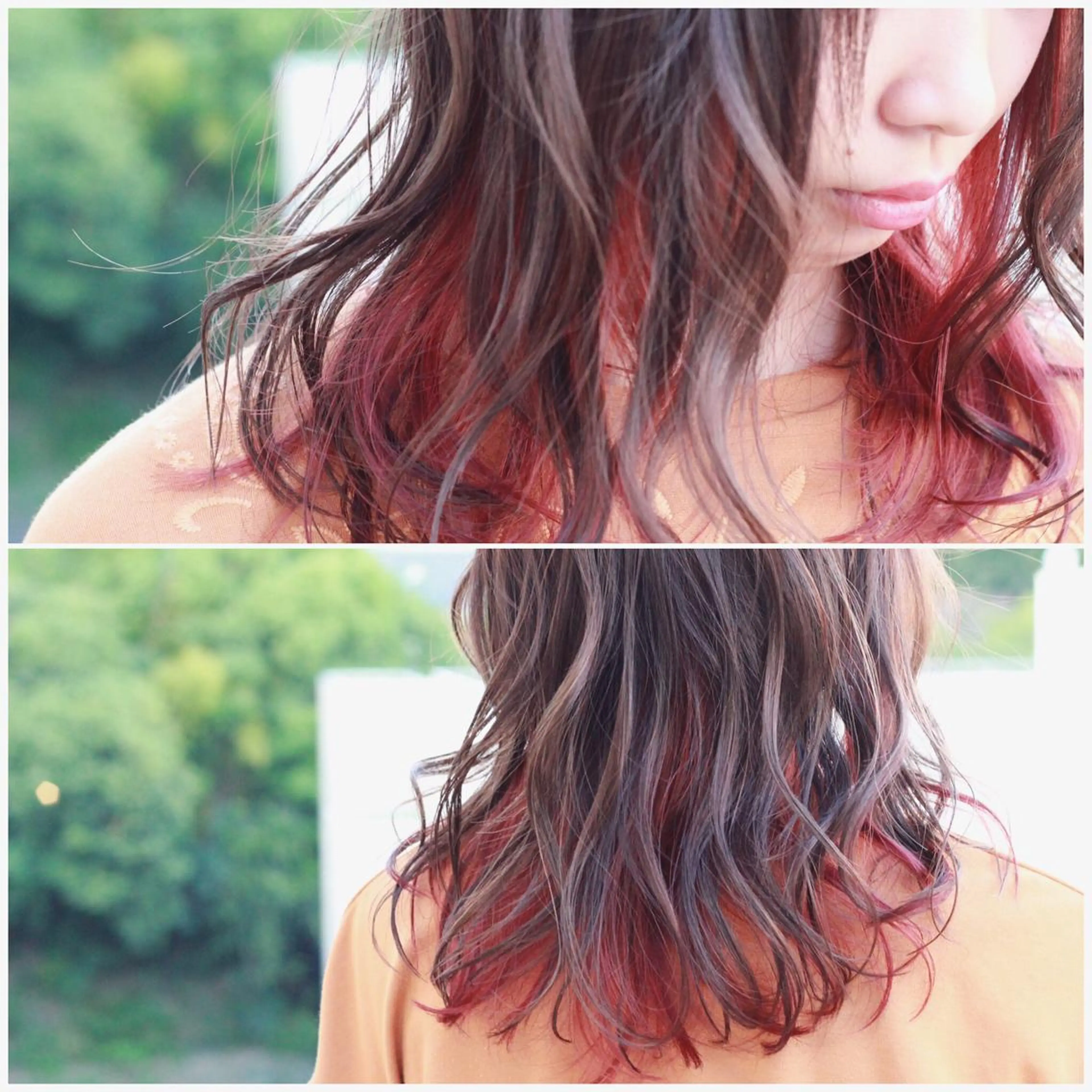 ミディアム カラー ボルドーカラー インナーカラー Viage （ビアージュ）のヘアスタイル