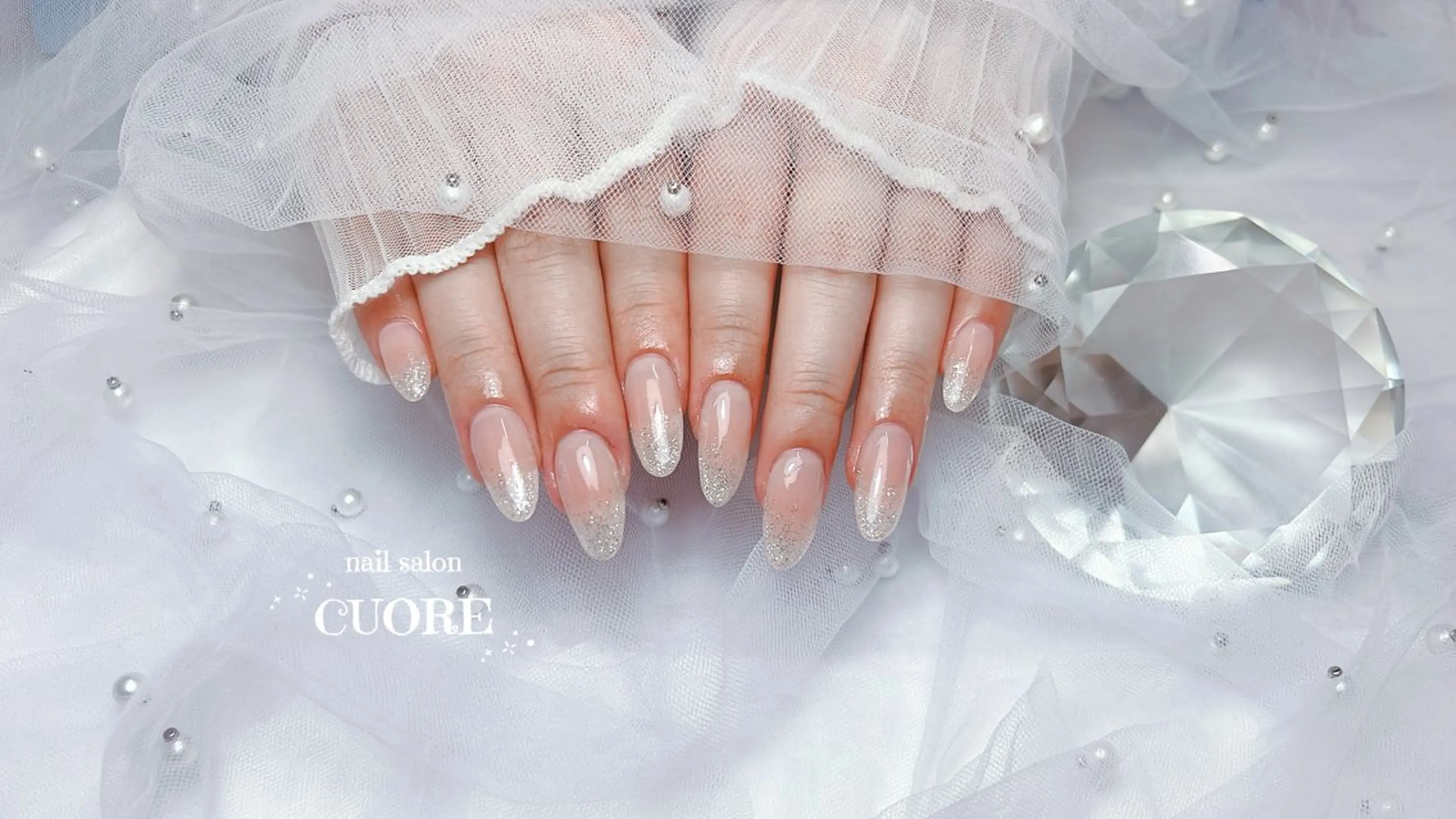 ネイル チークネイル ラメ(グリッター) ラメグラデーション オフィスネイル シンプルネイル ハンドネイル CUORE____nail所属・nail salon CUOREのネイルデザイン