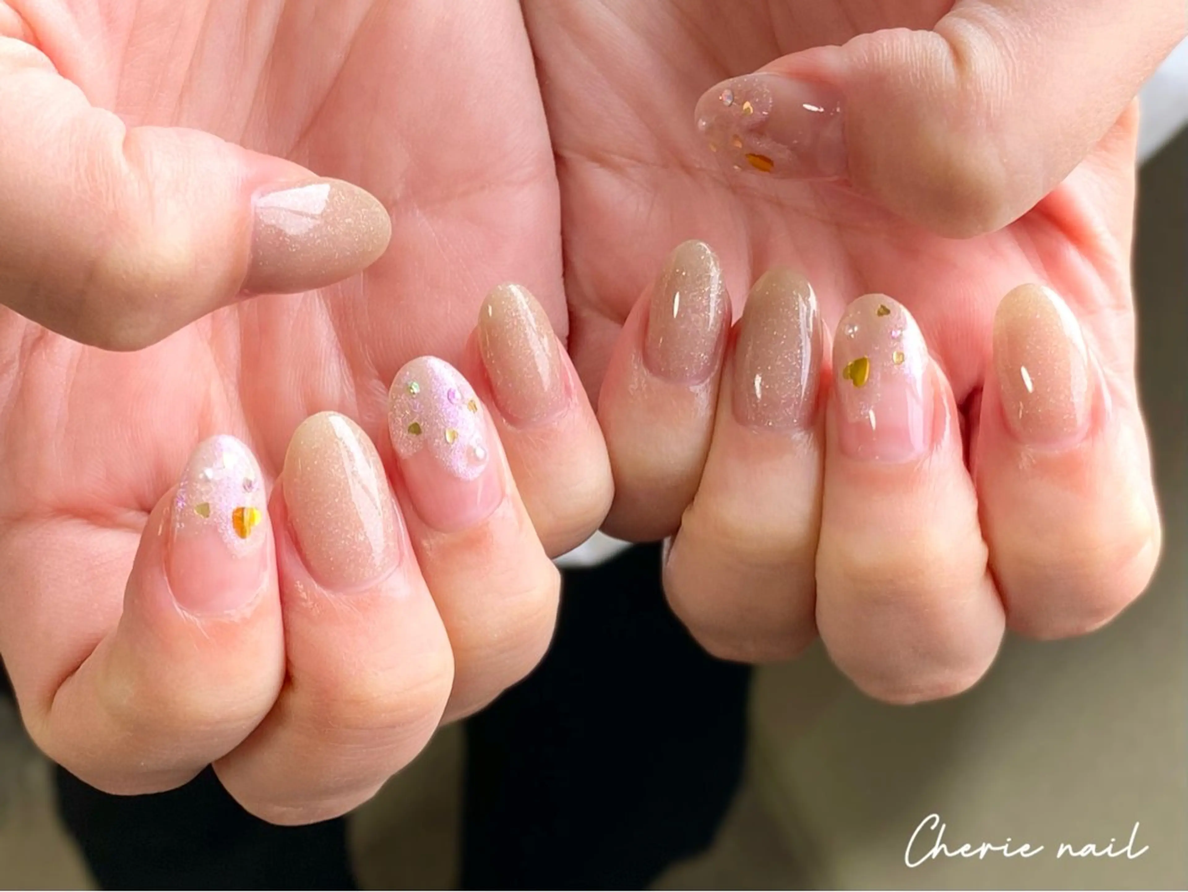 ネイル ジェルネイル ハート マグネットネイル ピンク Cherienail yunaのネイルデザイン