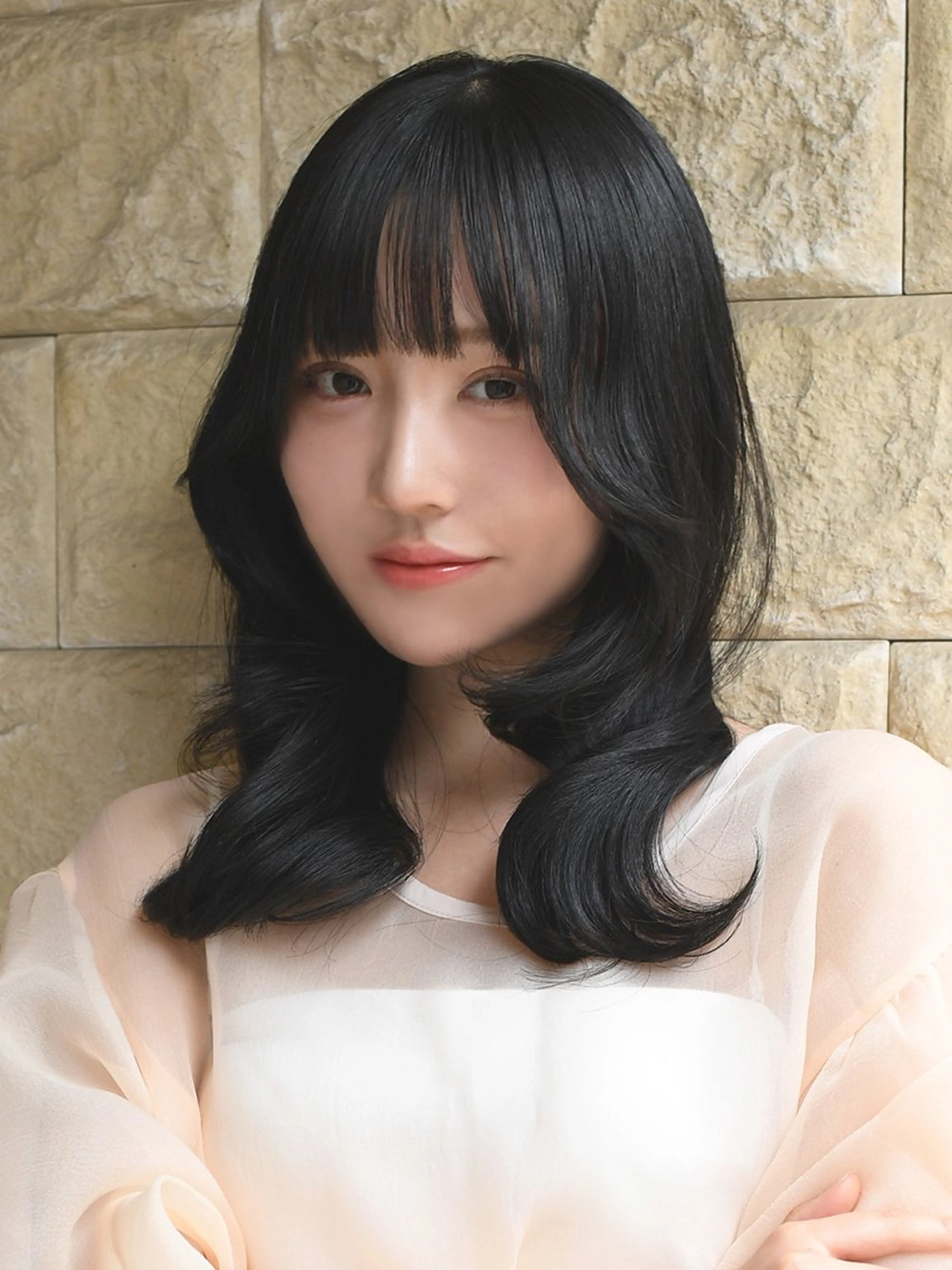 ミディアム カラー パーマ ヘアアレンジ アートディレクター のぐちのヘアスタイル