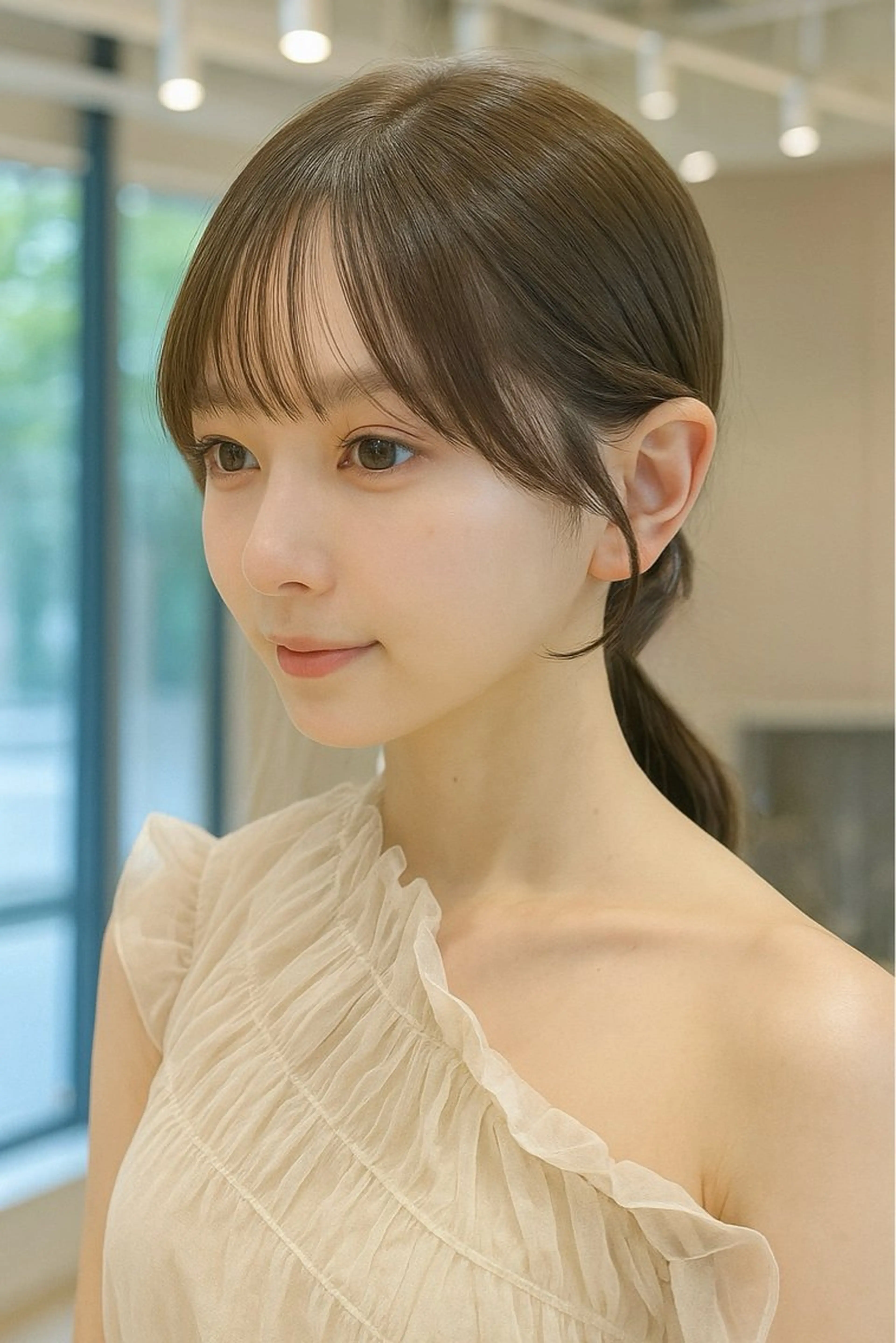 ミディアム デザインカット 顔周りカット カット ヘアカラー トリートメント 顔周りの似合わせ特化 井手麻梨栄のヘアスタイル