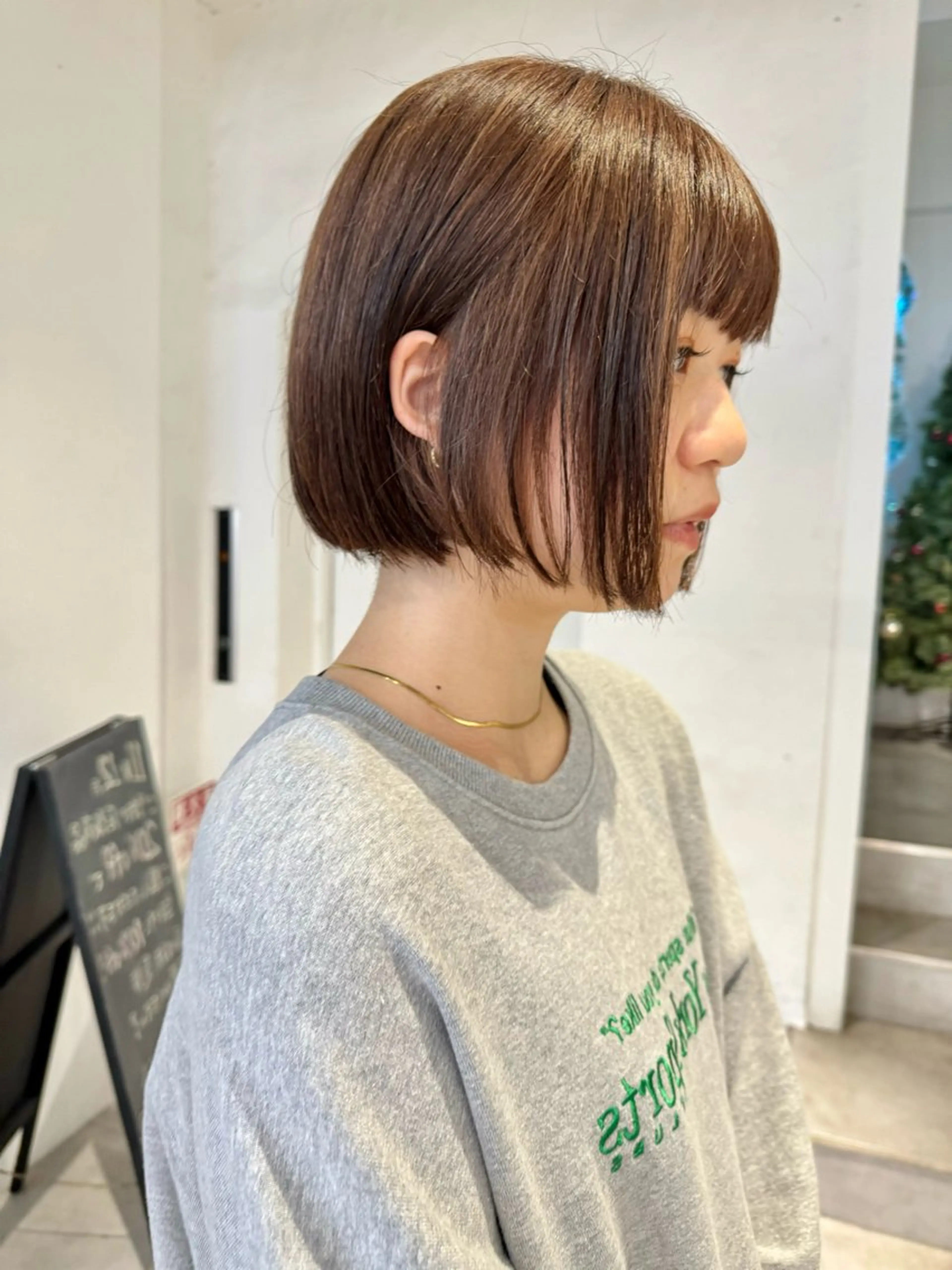 ショート カラー ブラウンカラー ハイライトカラー マロンブラウン ハイライト 顔周りカット/透明感 カラー✂️MEIのヘアスタイル