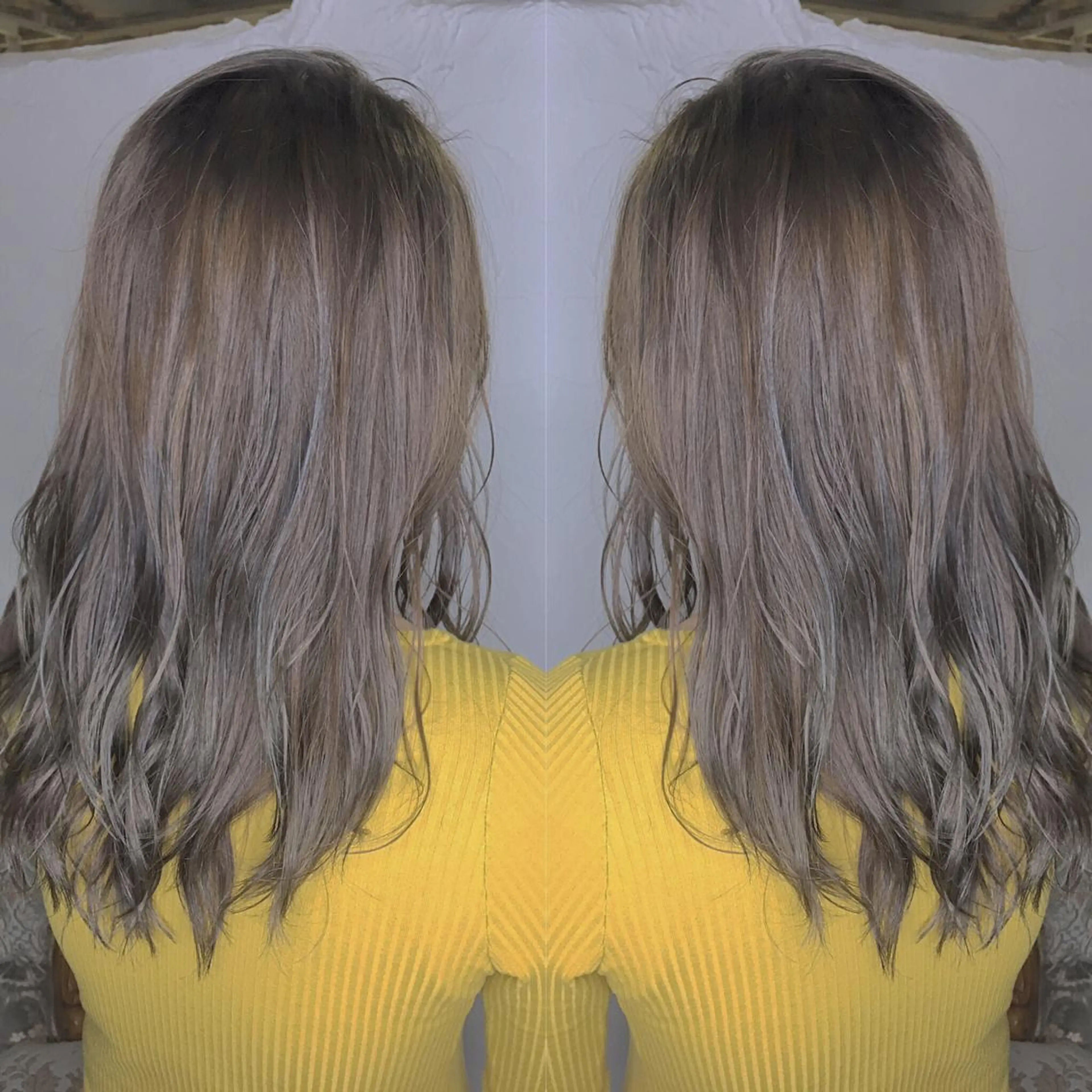 セミロング カラー パーマ ヘアアレンジ アッシュ ベージュカラー エグチ アキラのヘアスタイル