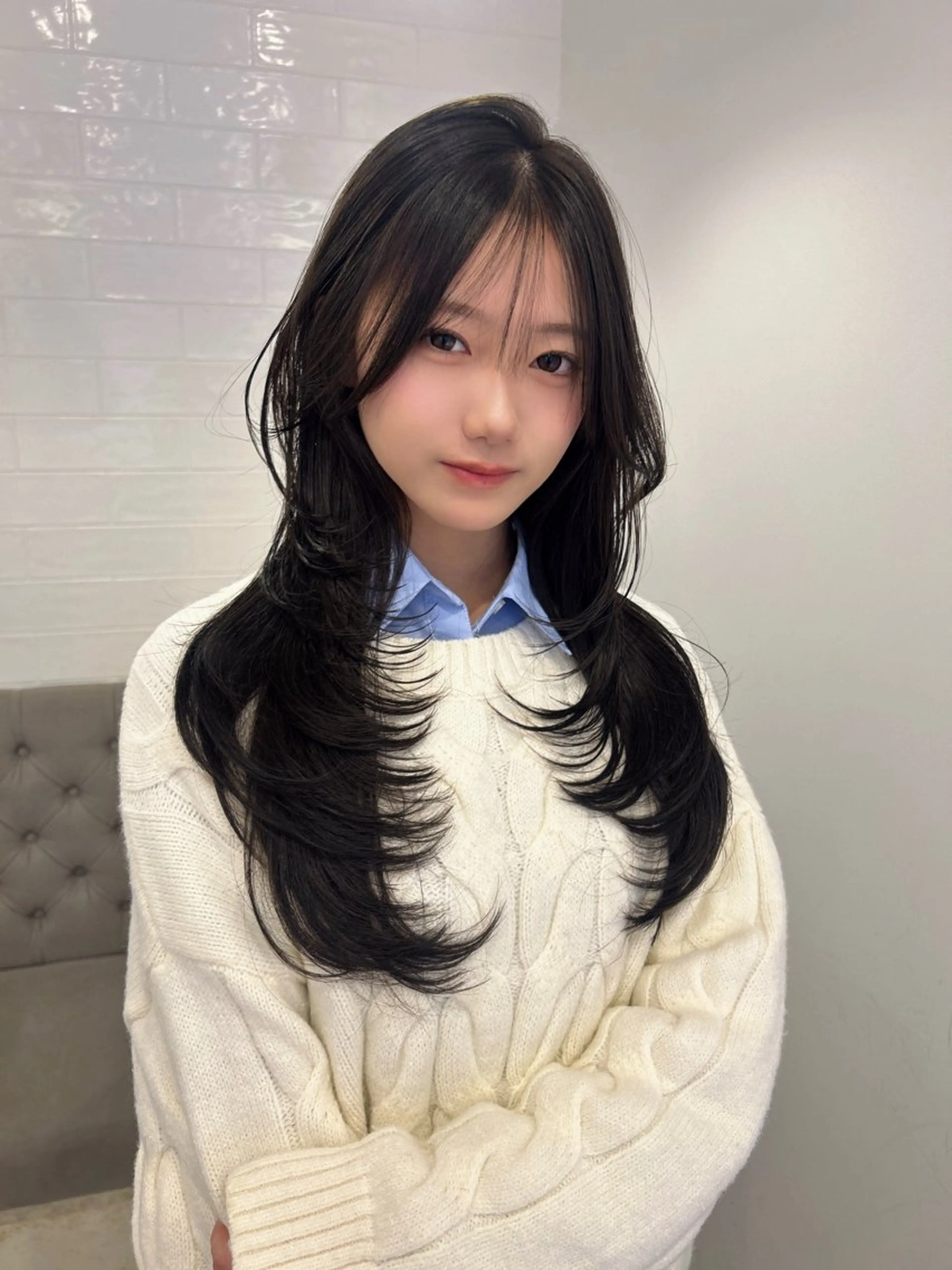 ロング カラー カット ヘアカラー トリートメント レイヤーカット/長岡 グレージュ/マユ🎀のヘアスタイル