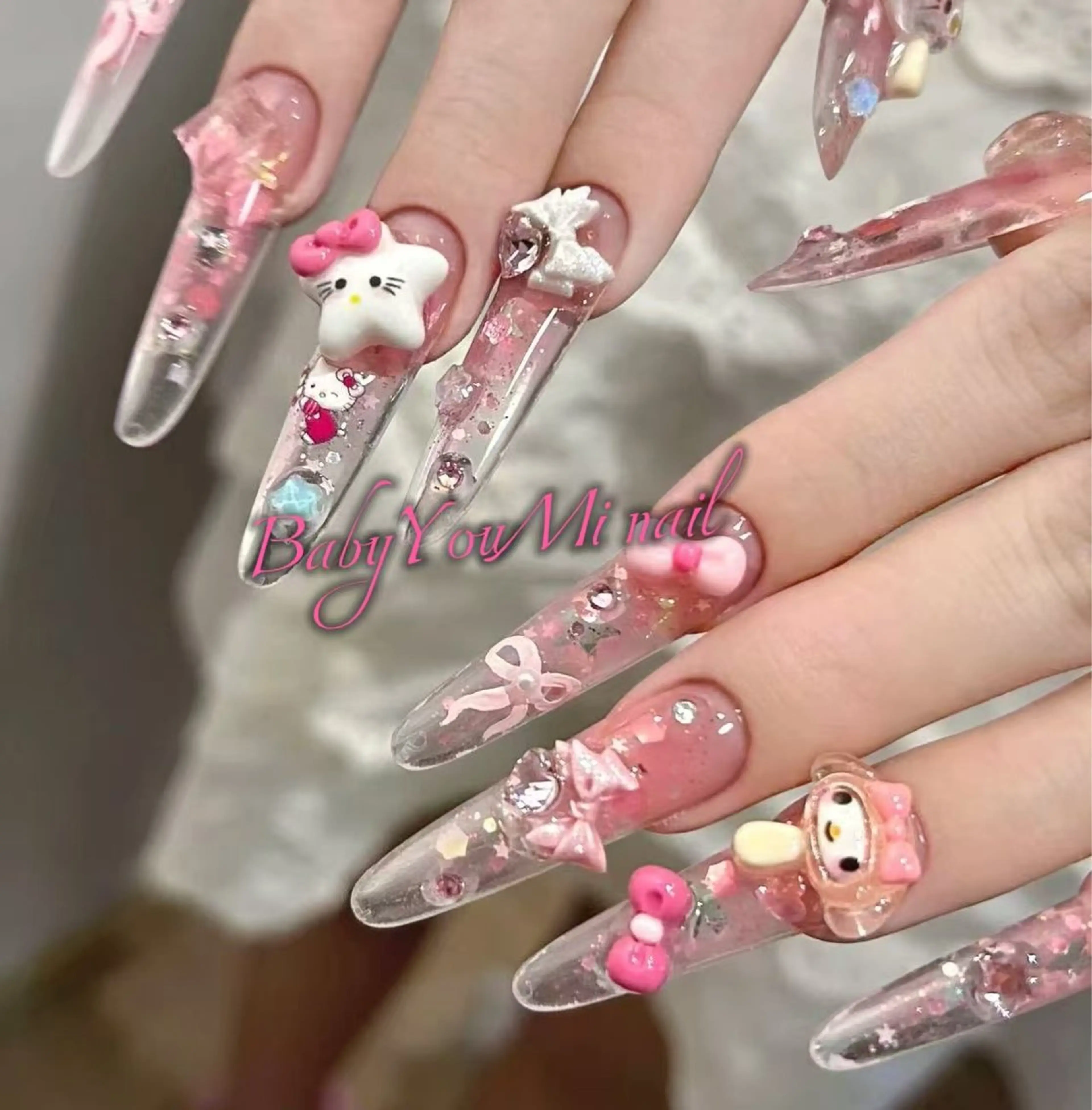 ネイル オーロラネイル フラワーネイル フットネイル フレンチネイル ジェルネイル ハンドネイル BabyYouMi ねねのネイルデザイン