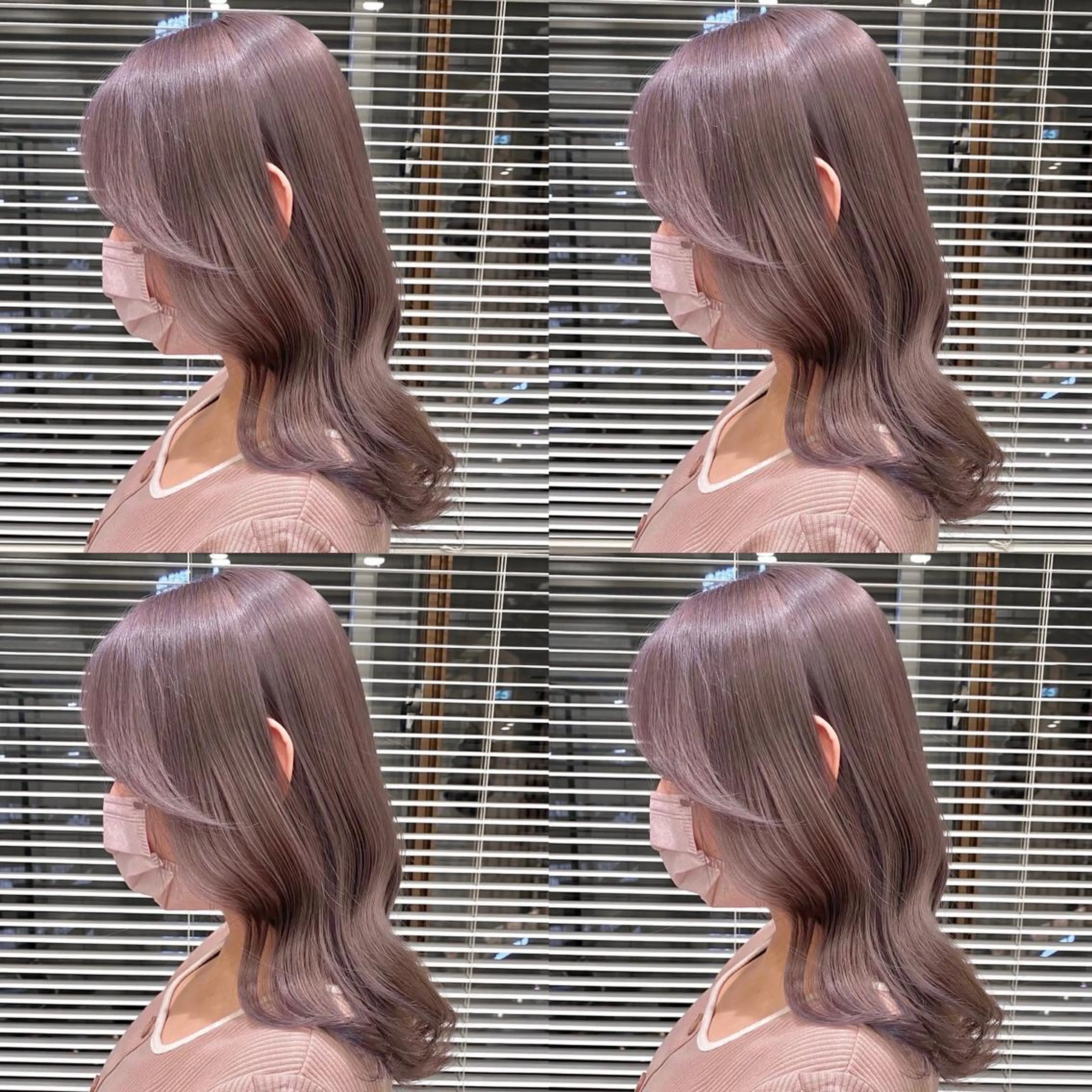 ミディアム カラー ヘアカラー ヘアセット 柔らかbeige モトキのヘアスタイル