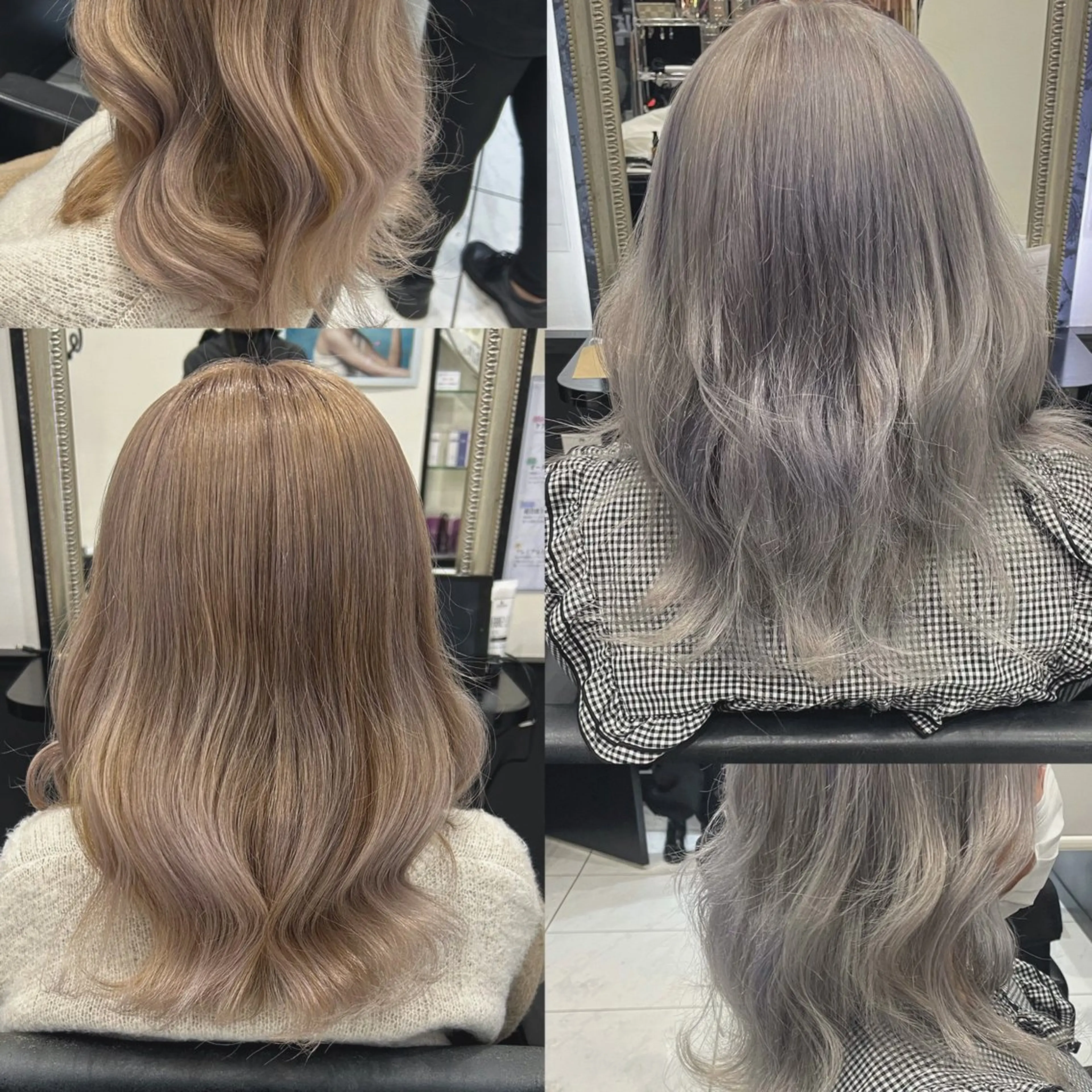 セミロング カラー ハイトーンカラー 長田 麻友子のヘアスタイル