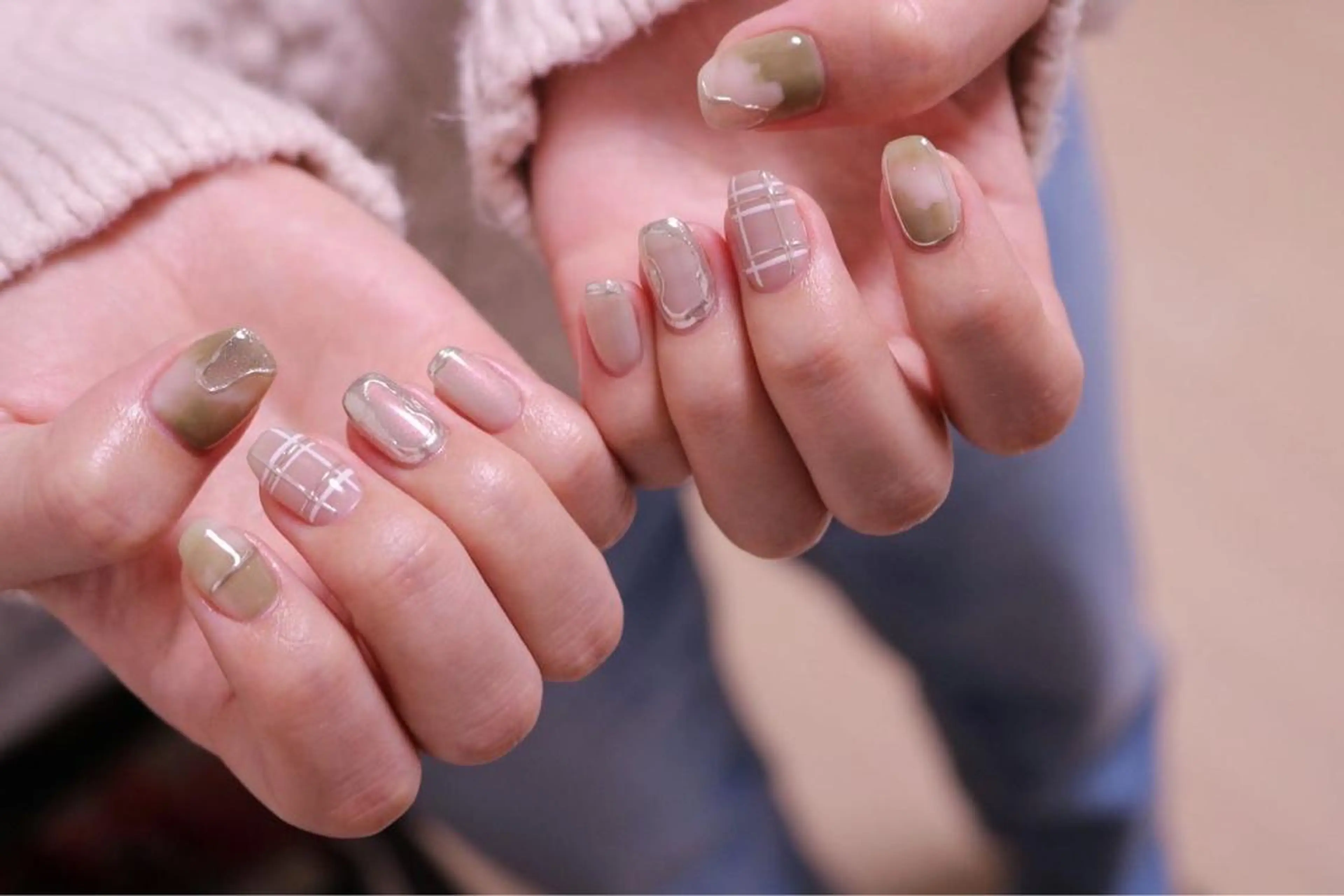 ネイル 長さ出し ジェルネイル 韓国ネイル 持ち込み ニュアンスネイル ハンドネイル MH Nailのネイルデザイン