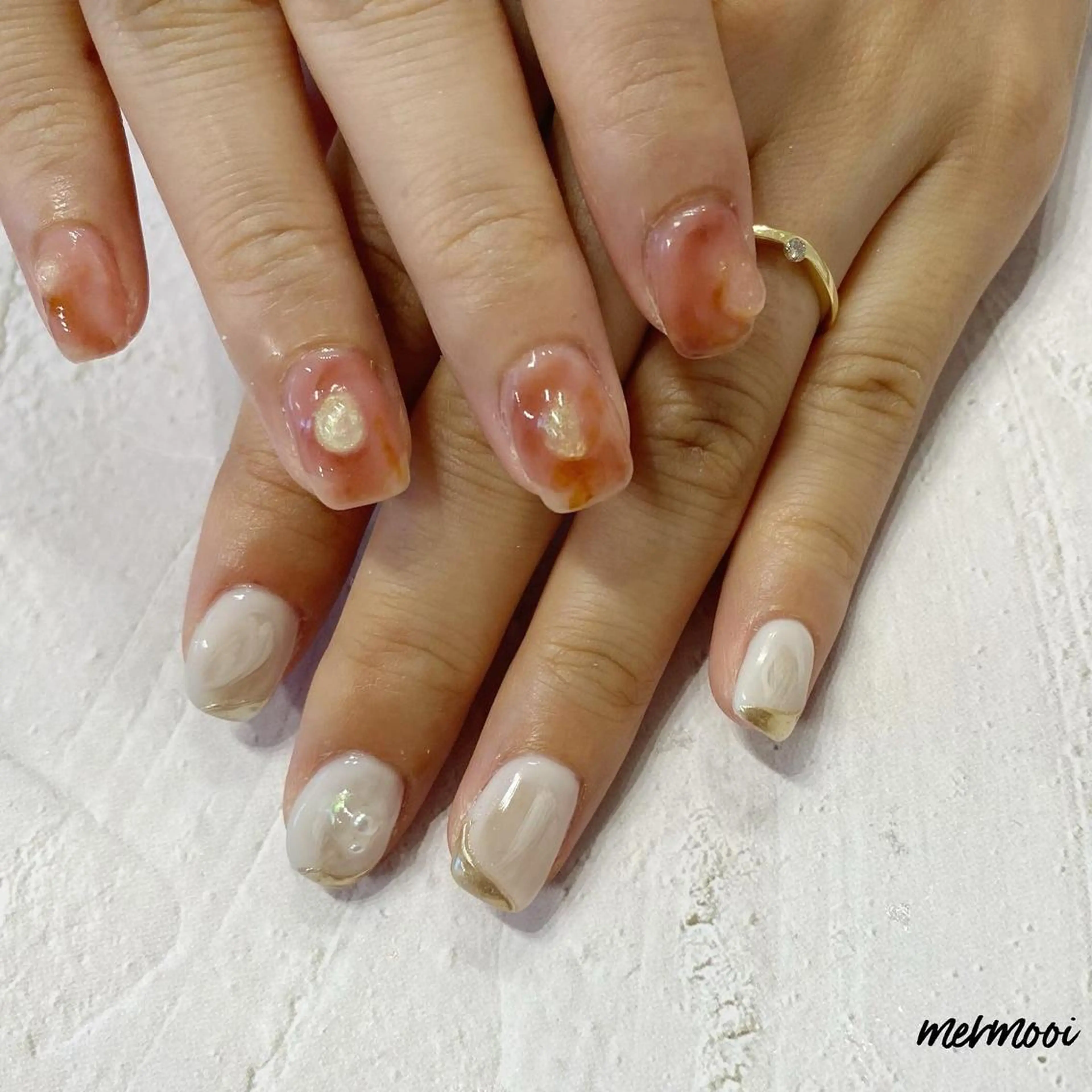 ネイル クリアネイル フットネイル キラキラネイル 韓国ネイル ミラーネイル ハンドネイル melu所属・melu yukikoのネイルデザイン