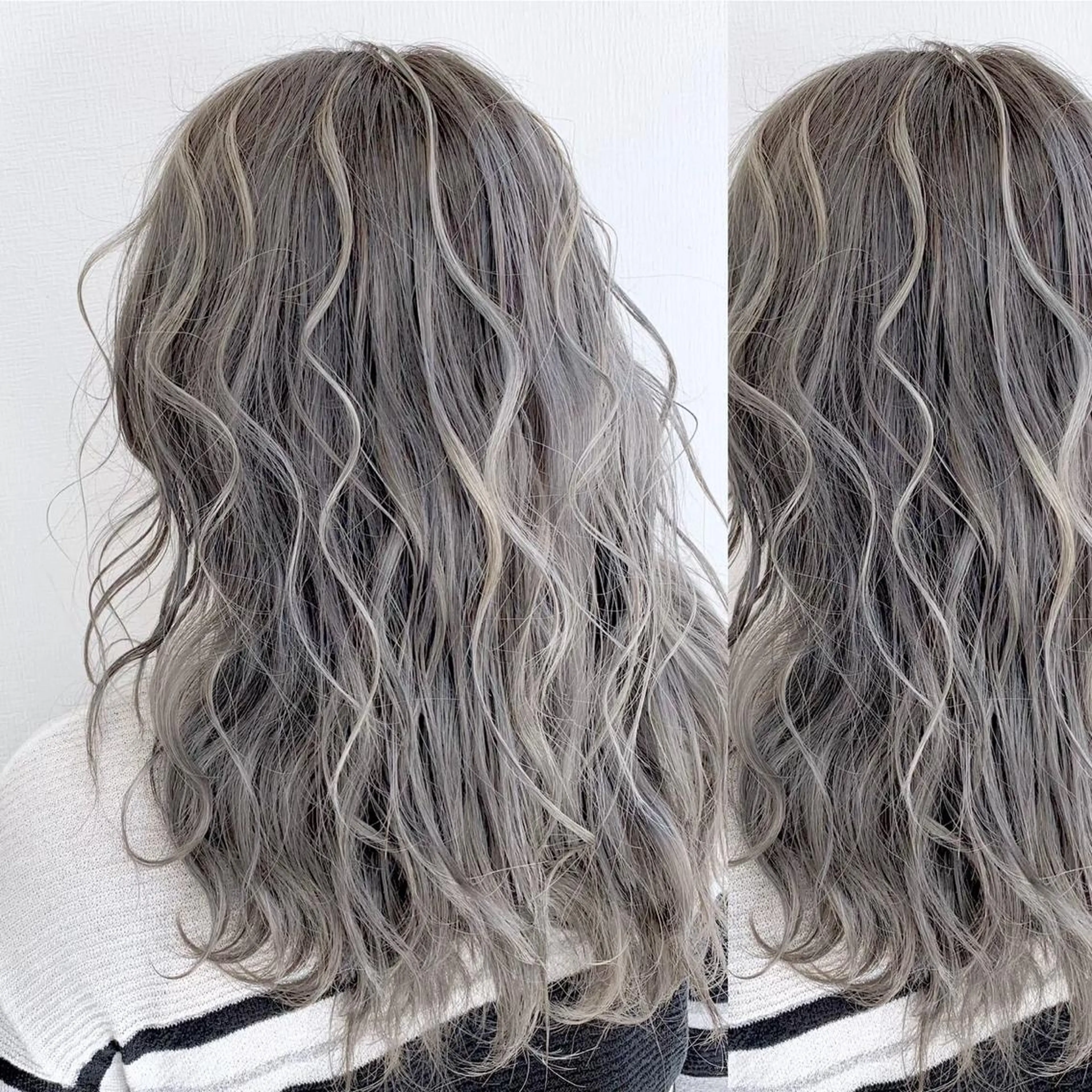 ミディアム カラー JuNブリーチに 縮毛矯正するプロのヘアスタイル