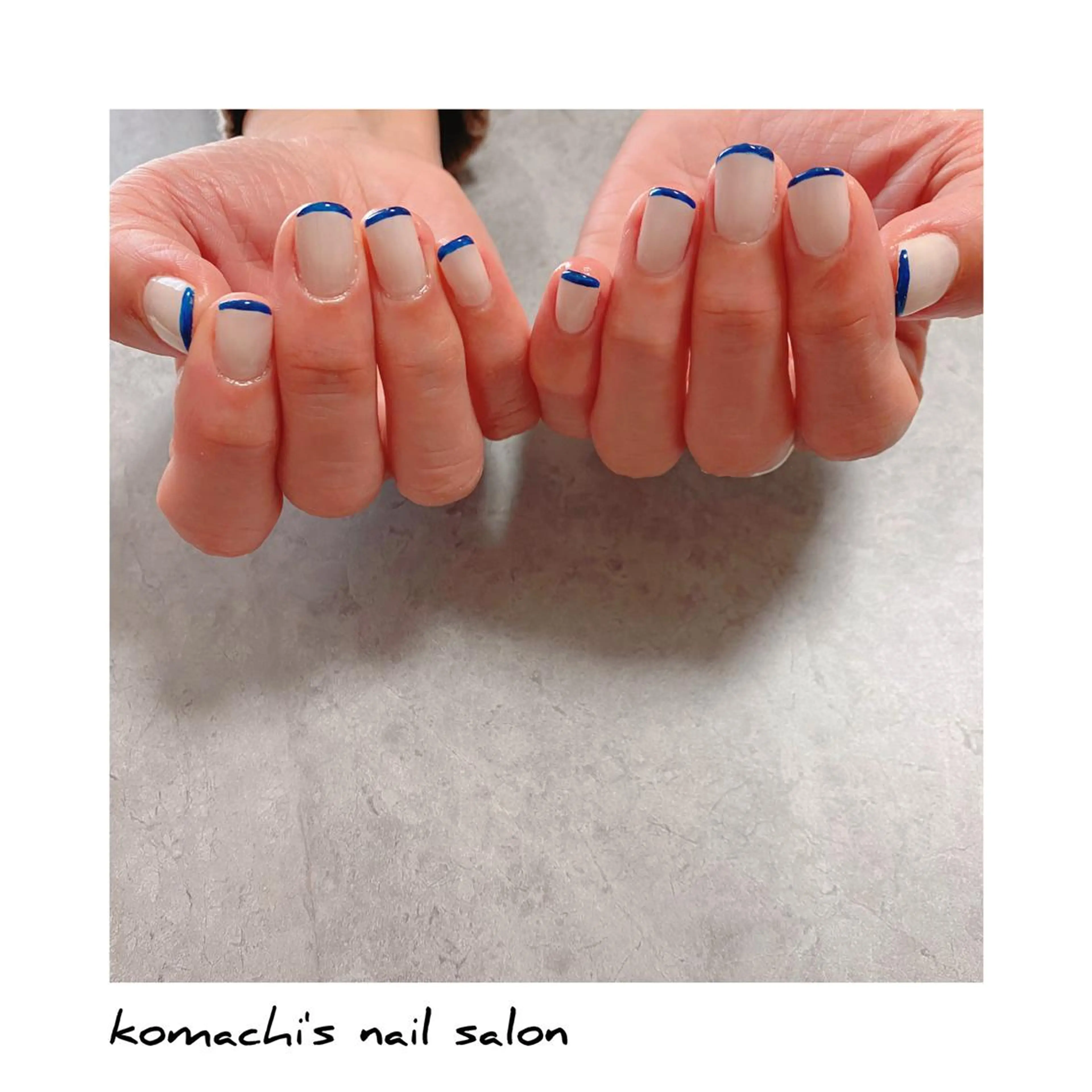ネイル ブルー フレンチネイル ハンドネイル akita kazumiのネイルデザイン