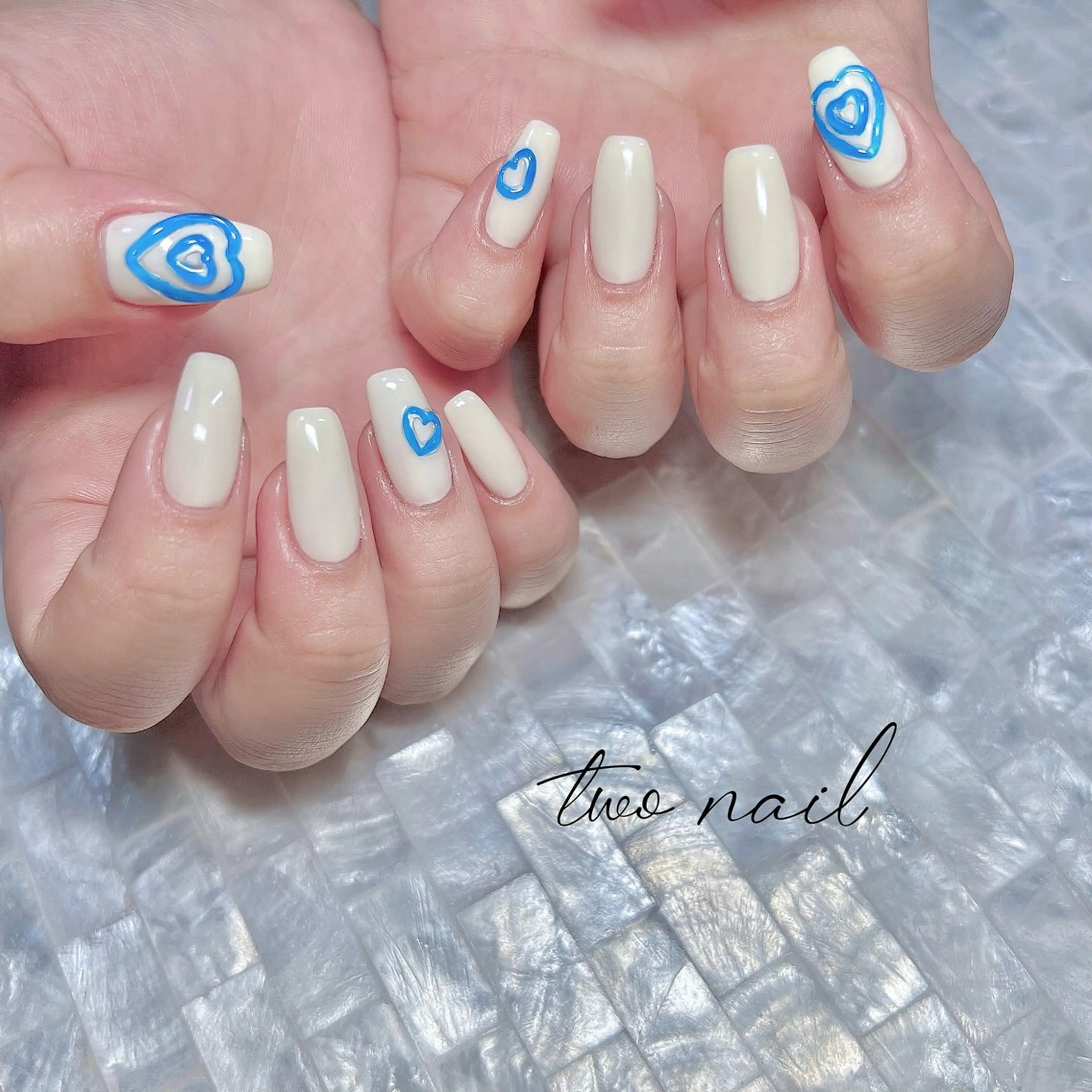 ネイル アートネイル ネイルチップ ホワイト ハンドネイル two nailのネイルデザイン