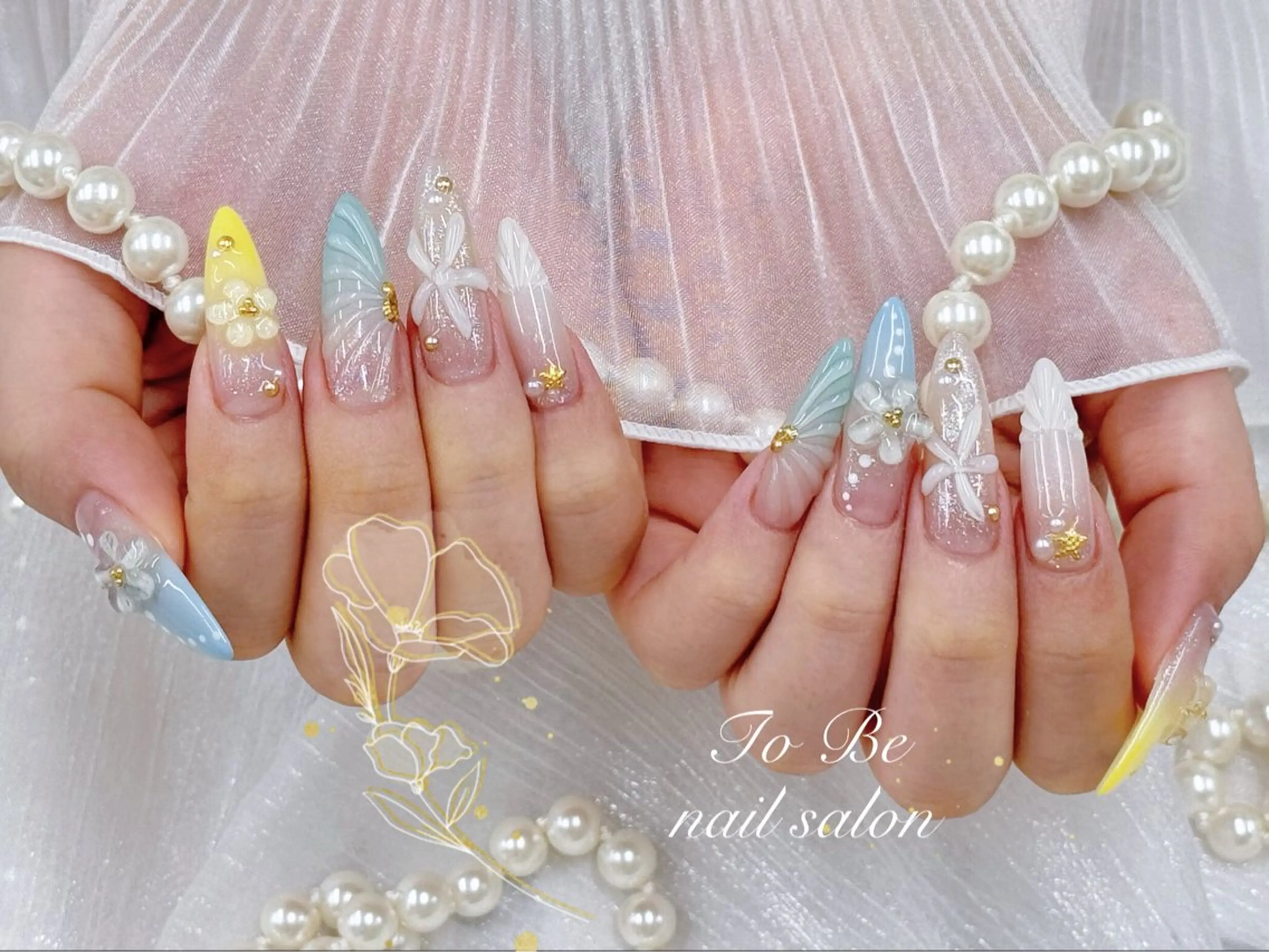 ロング ハンドネイル Nail Salon To Be珈月のネイルデザイン