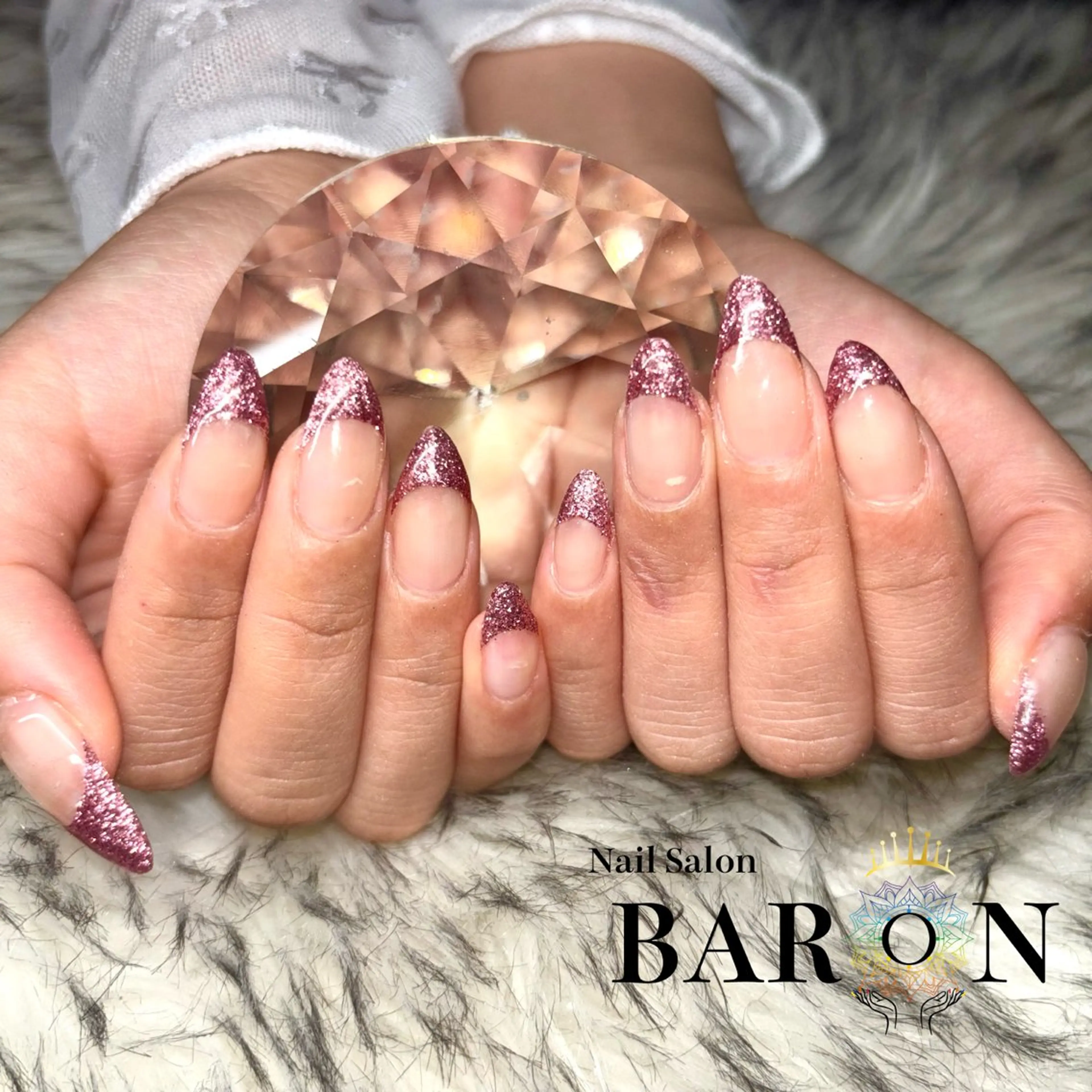 ネイル フレンチネイル ラメ(グリッター) ♛︎BARON♛︎ MASHIROのネイルデザイン