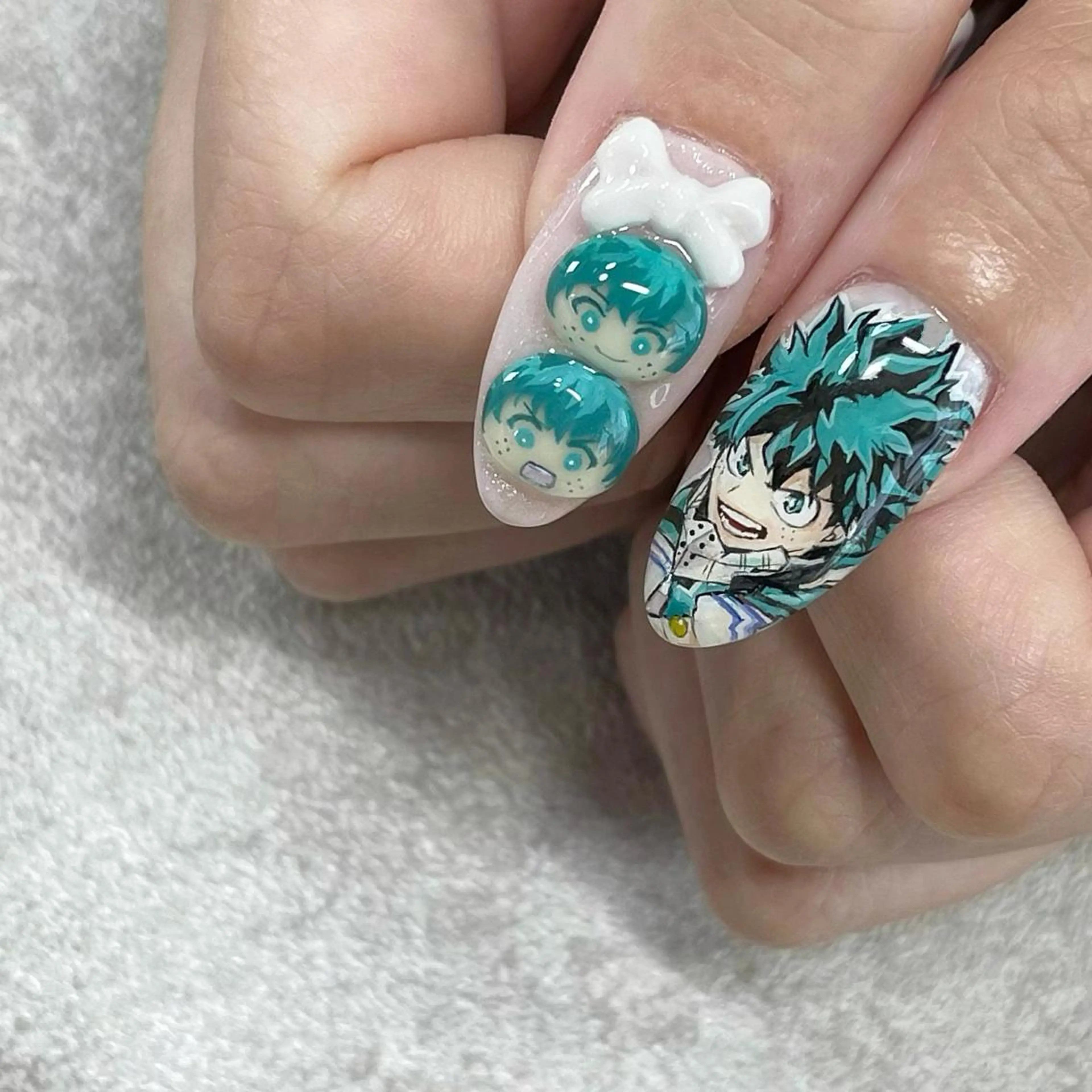 ネイル グリーン リボン 東 千夏のネイルデザイン