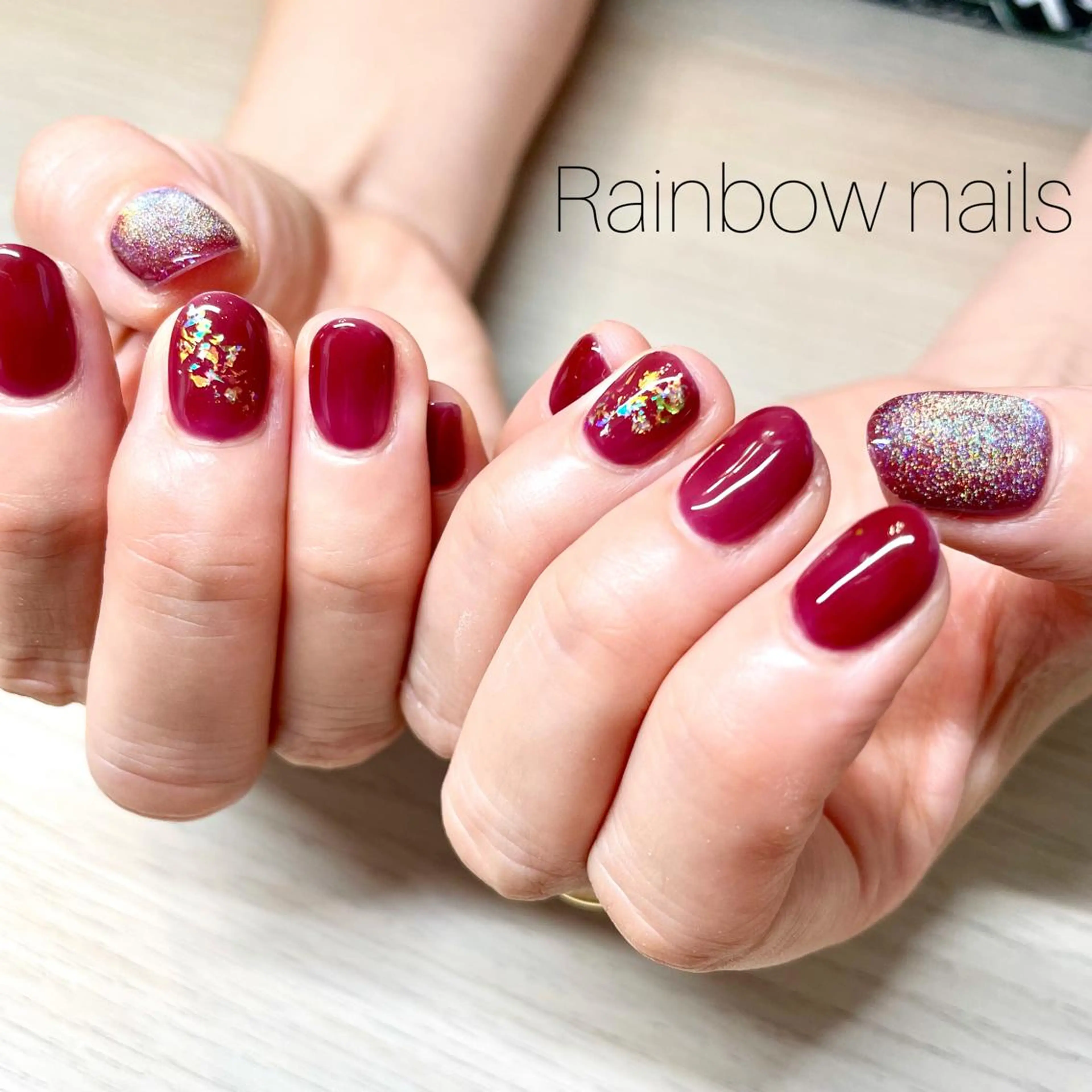 ネイル マグネットネイル Rainbow nailsくろちゃんのネイルデザイン