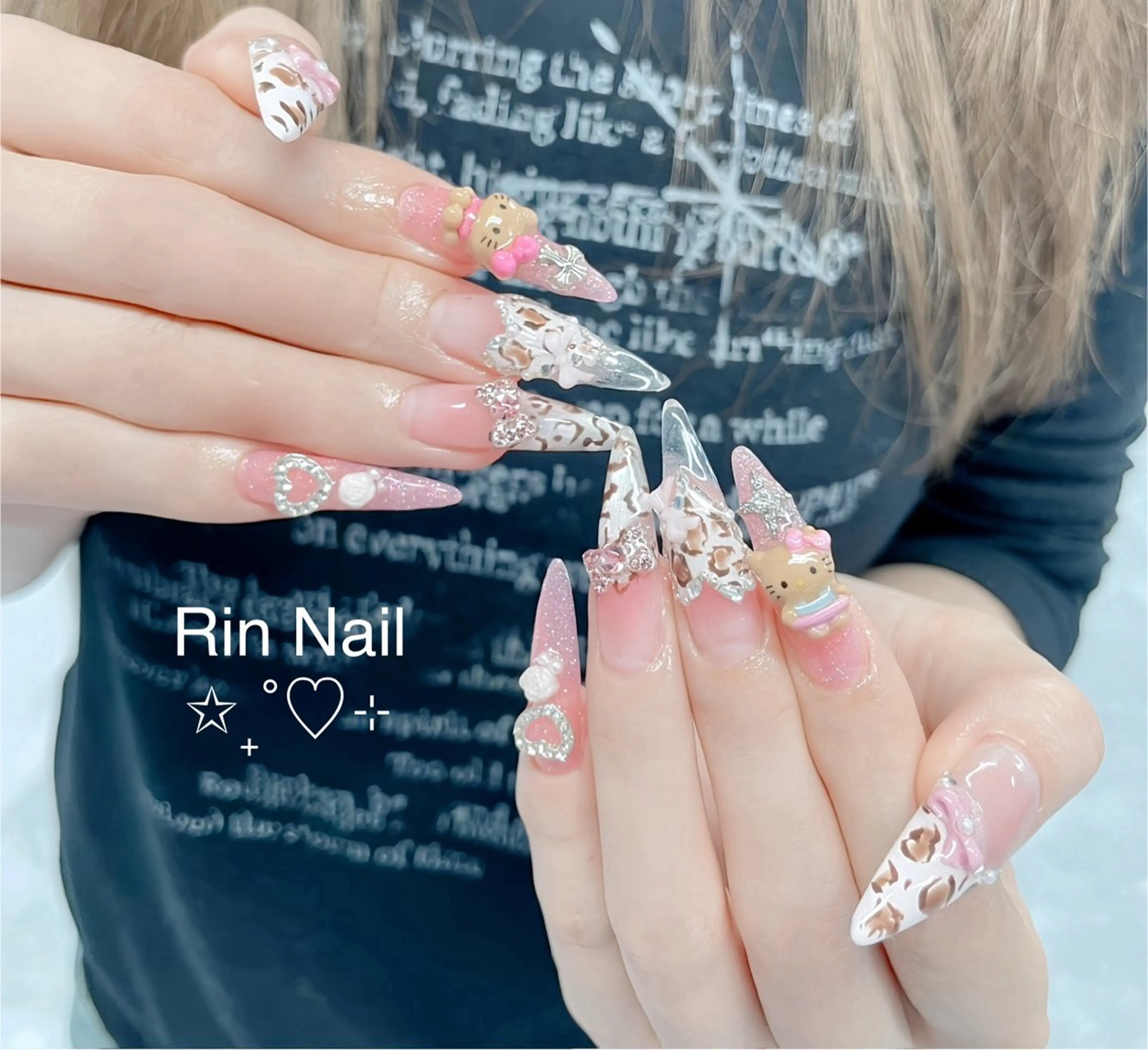 ネイル アートネイル ロングネイル ニュアンスネイル スカルプネイル ネイルチップ ハンドネイル Rin Nail 新大久保店のネイルデザイン