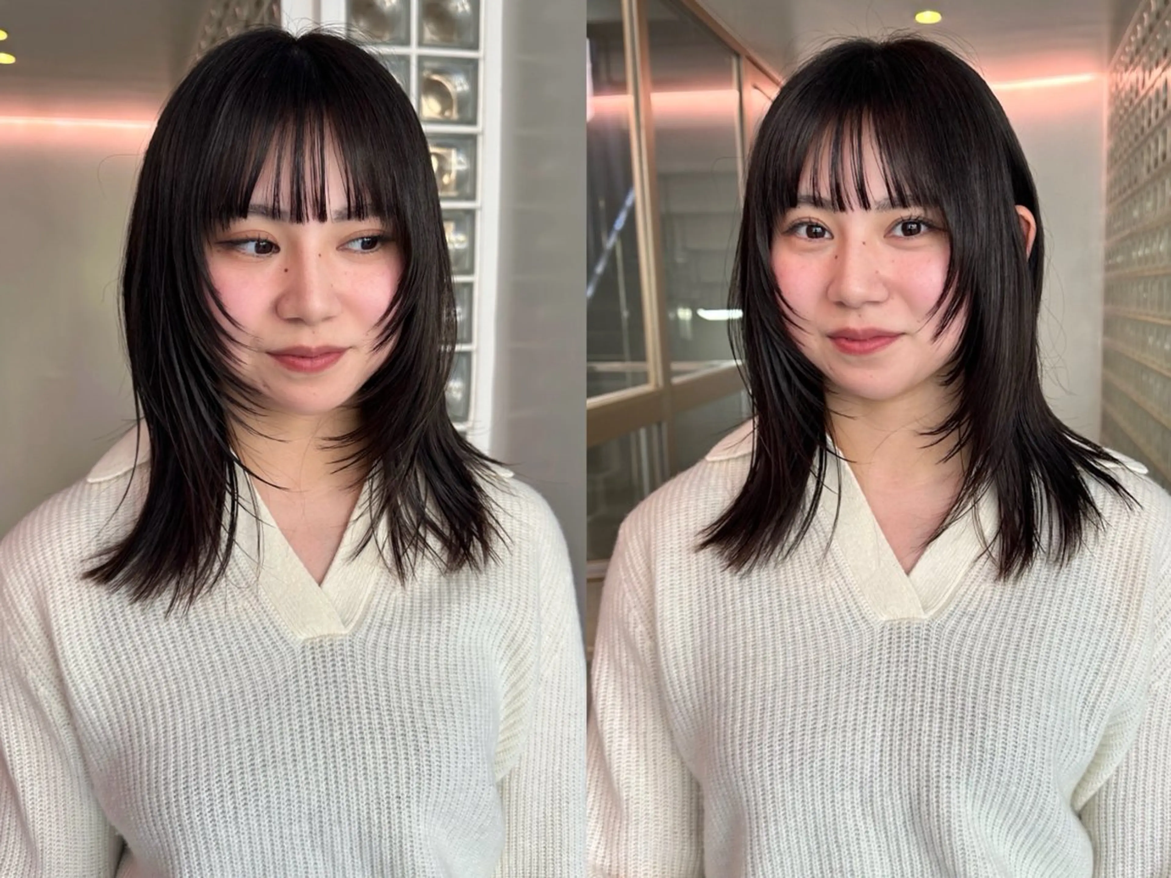 ミディアム 顔まわりレイヤー 顔周りカット レイヤーカット FILMS所属・レイヤーボブ★ cocomoのヘアスタイル