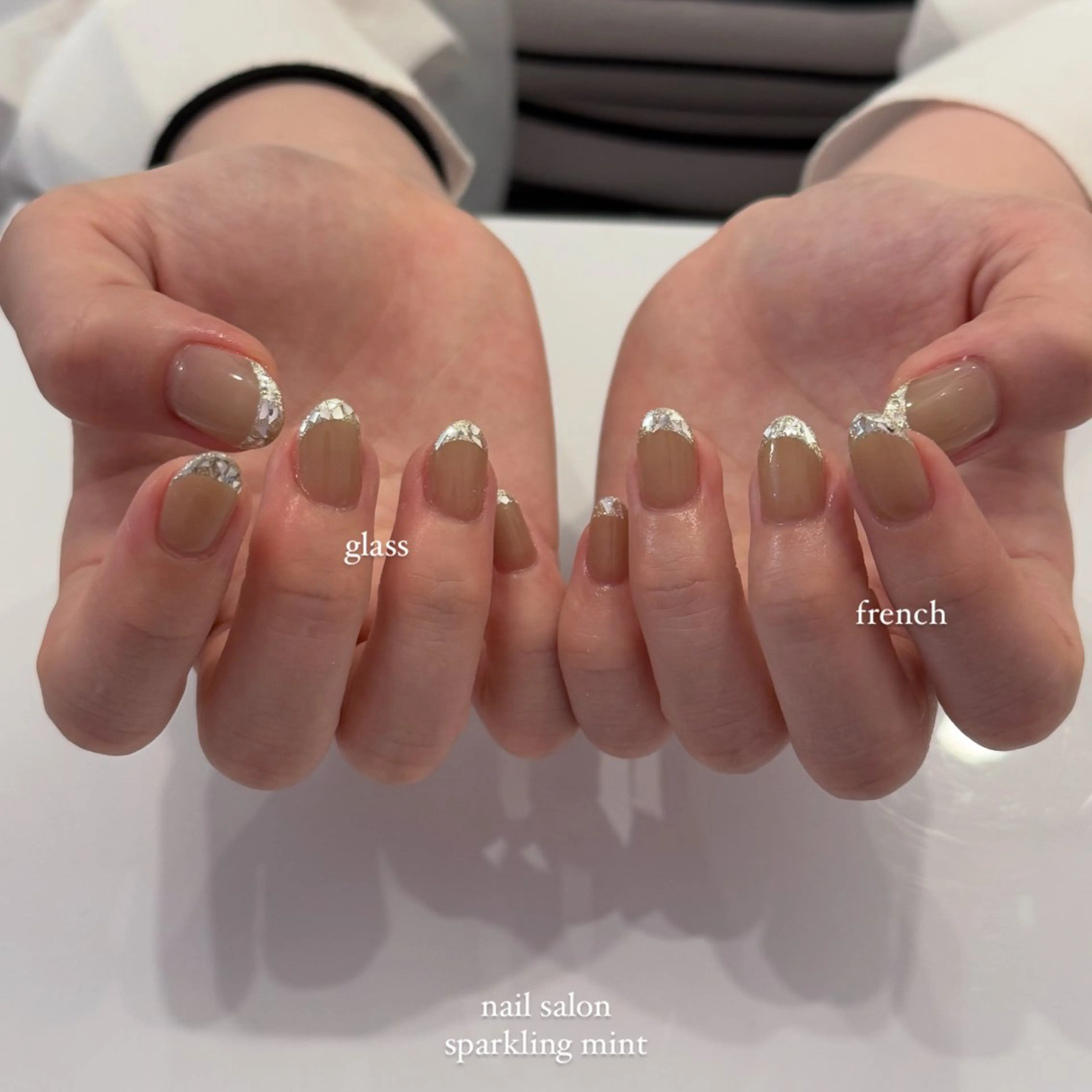 ネイル フレンチネイル ガラスフレンチ sparkling mint【スパークリングミント】所属・natsuki 🎀💎モデル様募集のネイルデザイン