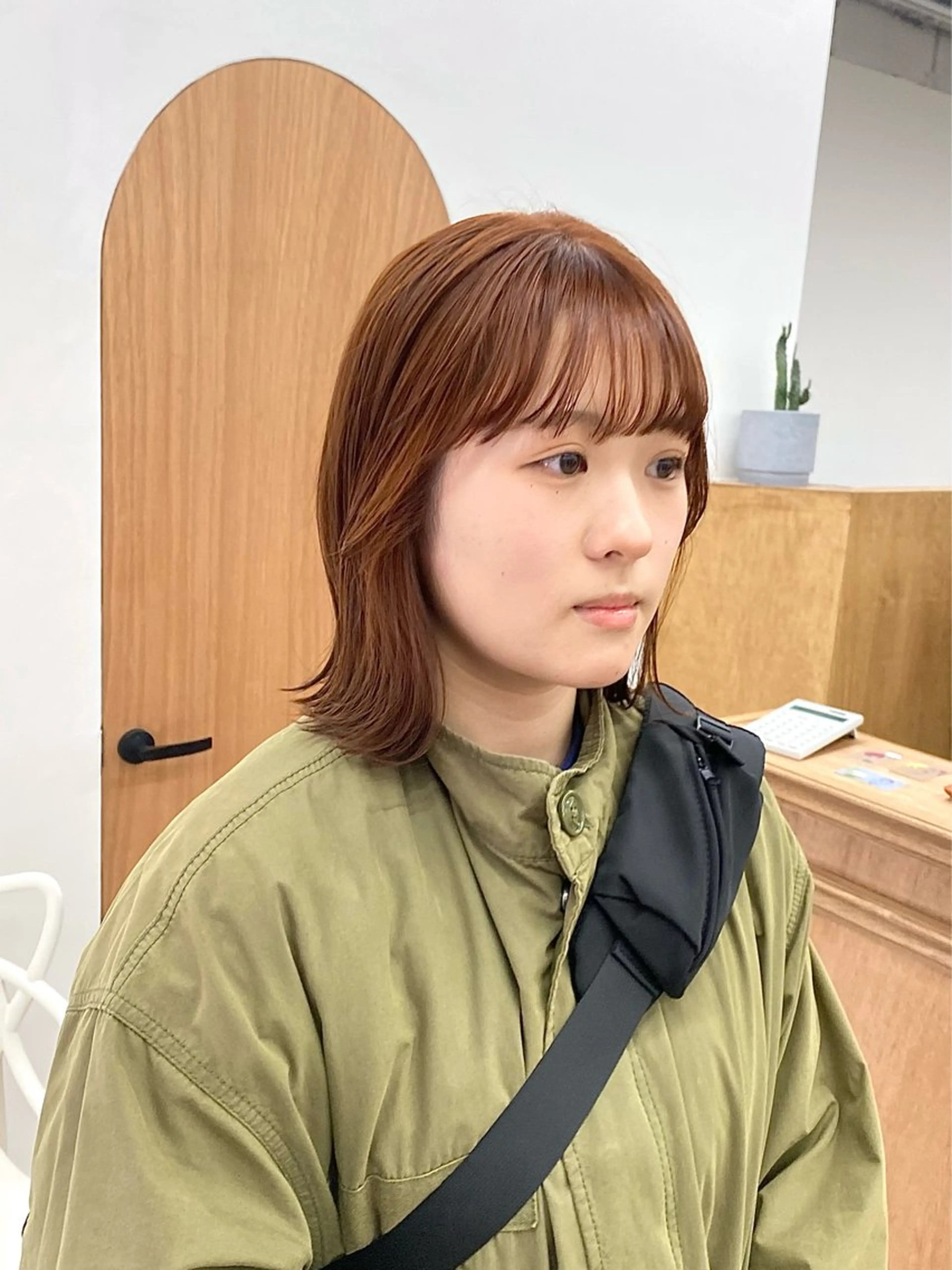 ミディアム カラー ヘアアレンジ ブリーチ ブリーチなしカラー オレンジ カット ヘアカラー トリートメント ハル🌸柔色/ ブリーチなし/艶髪のヘアスタイル