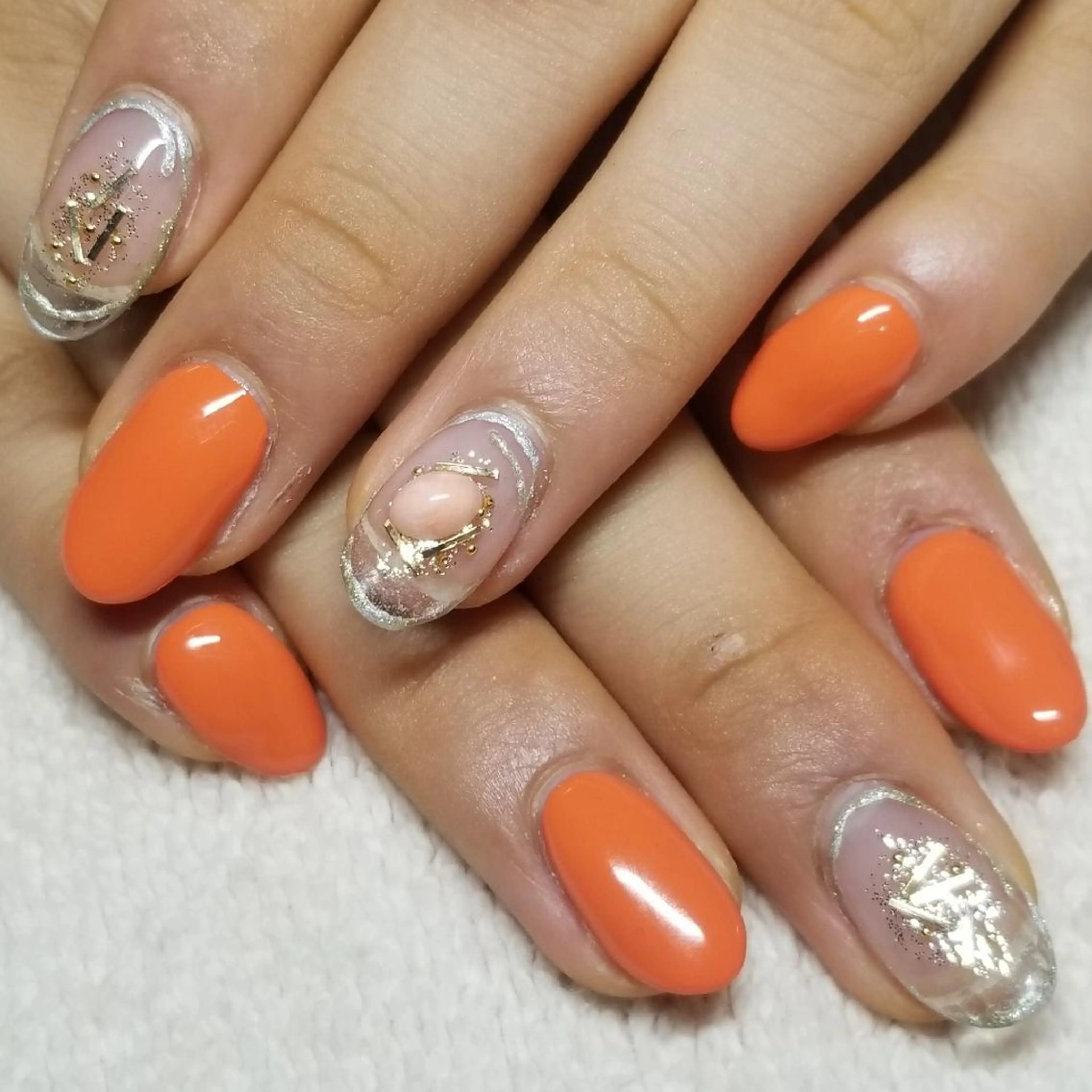 ネイル アートネイル ニュアンスネイル オレンジ ハンドネイル よしだ ひろきのネイルデザイン