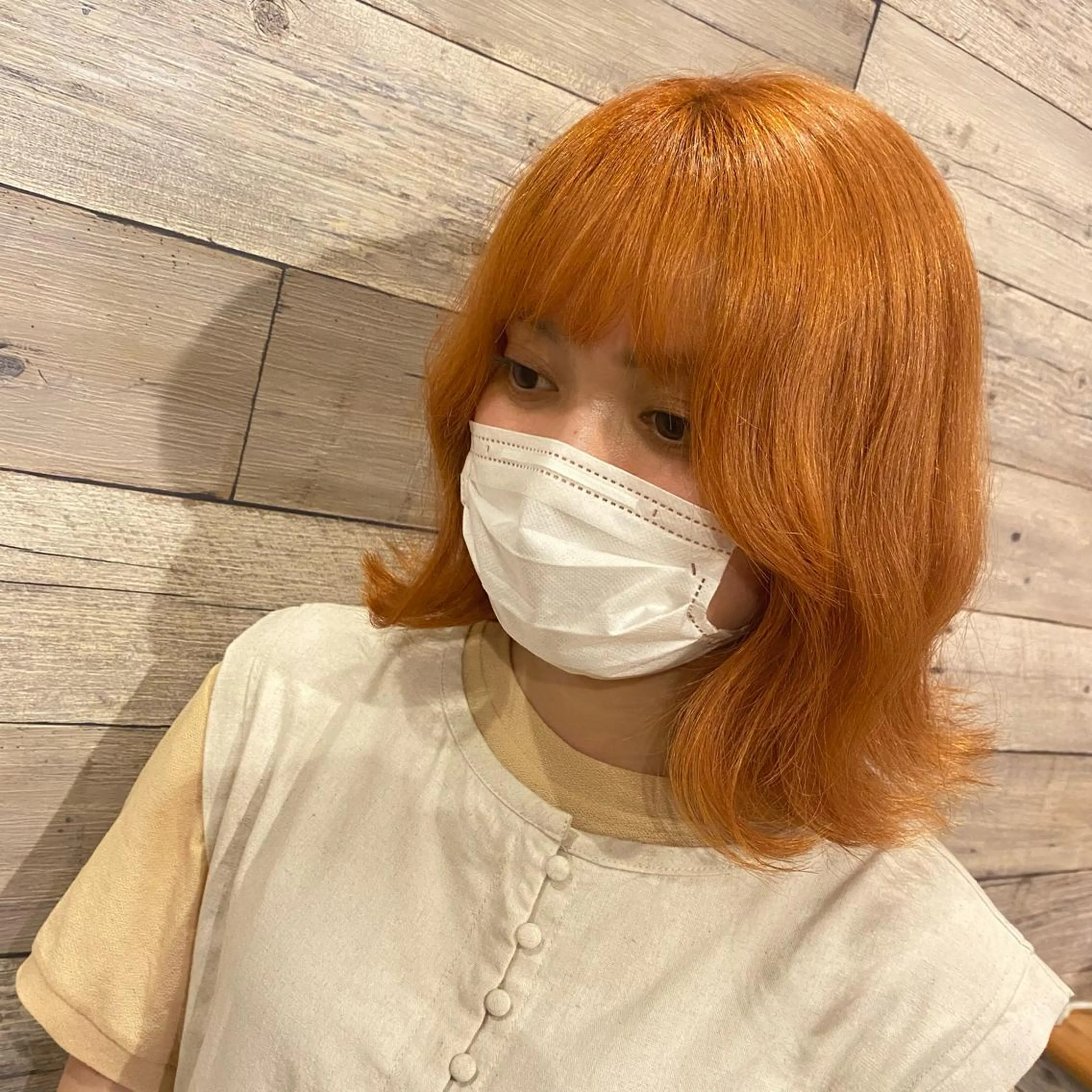カラー ブリーチ ダブルカラー オレンジ Hair Design  MO-KU一宮店所属・前川 紗良のマツエク・マツパデザイン